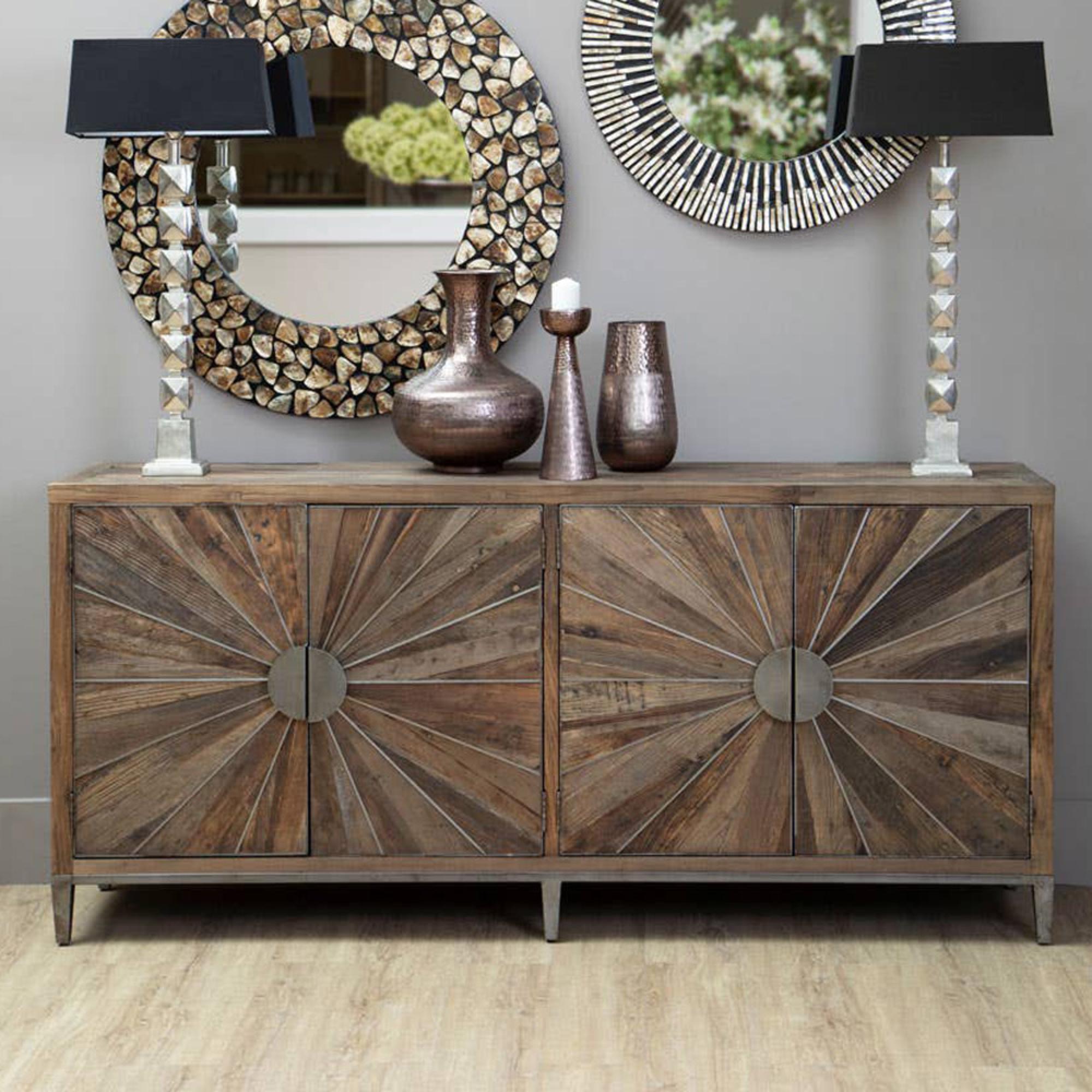 Midas Sideboard - 4 Door - Extra Large - 200cm - Industrial - Elm Wood