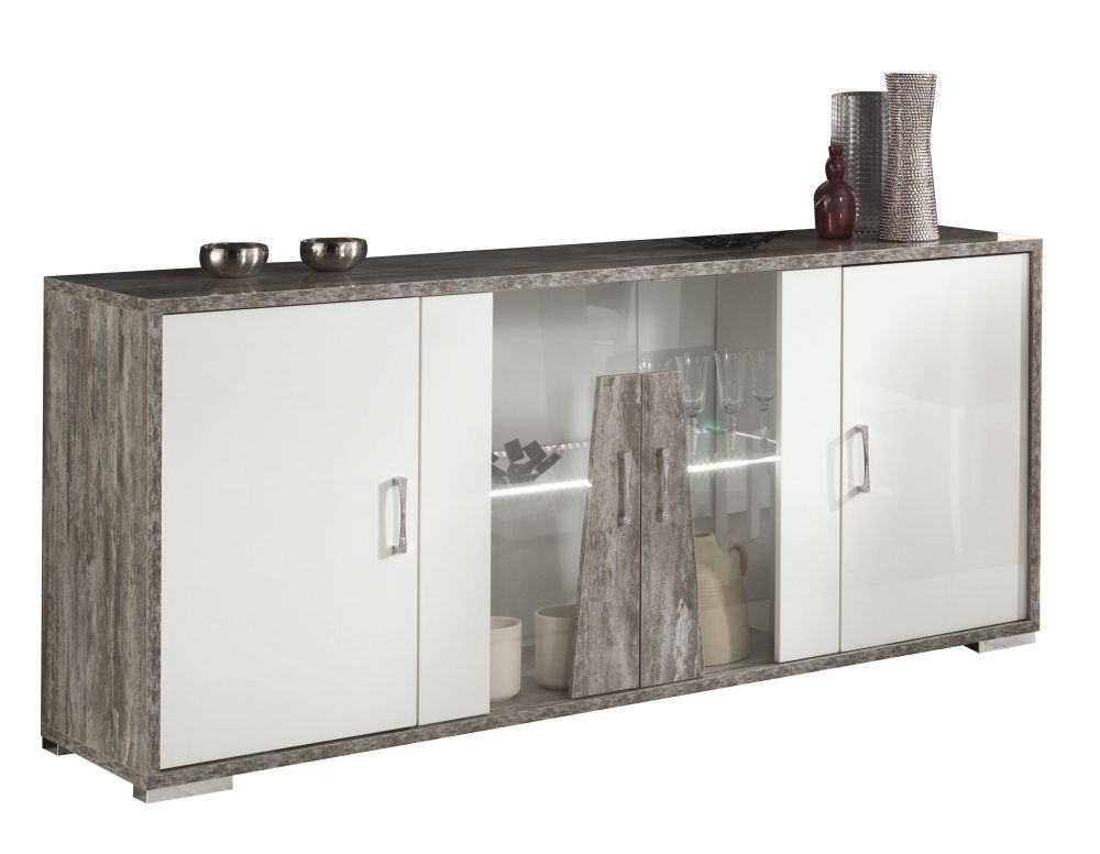 Naro Sideboard - 4 Door - Extra Large - Grey & White
