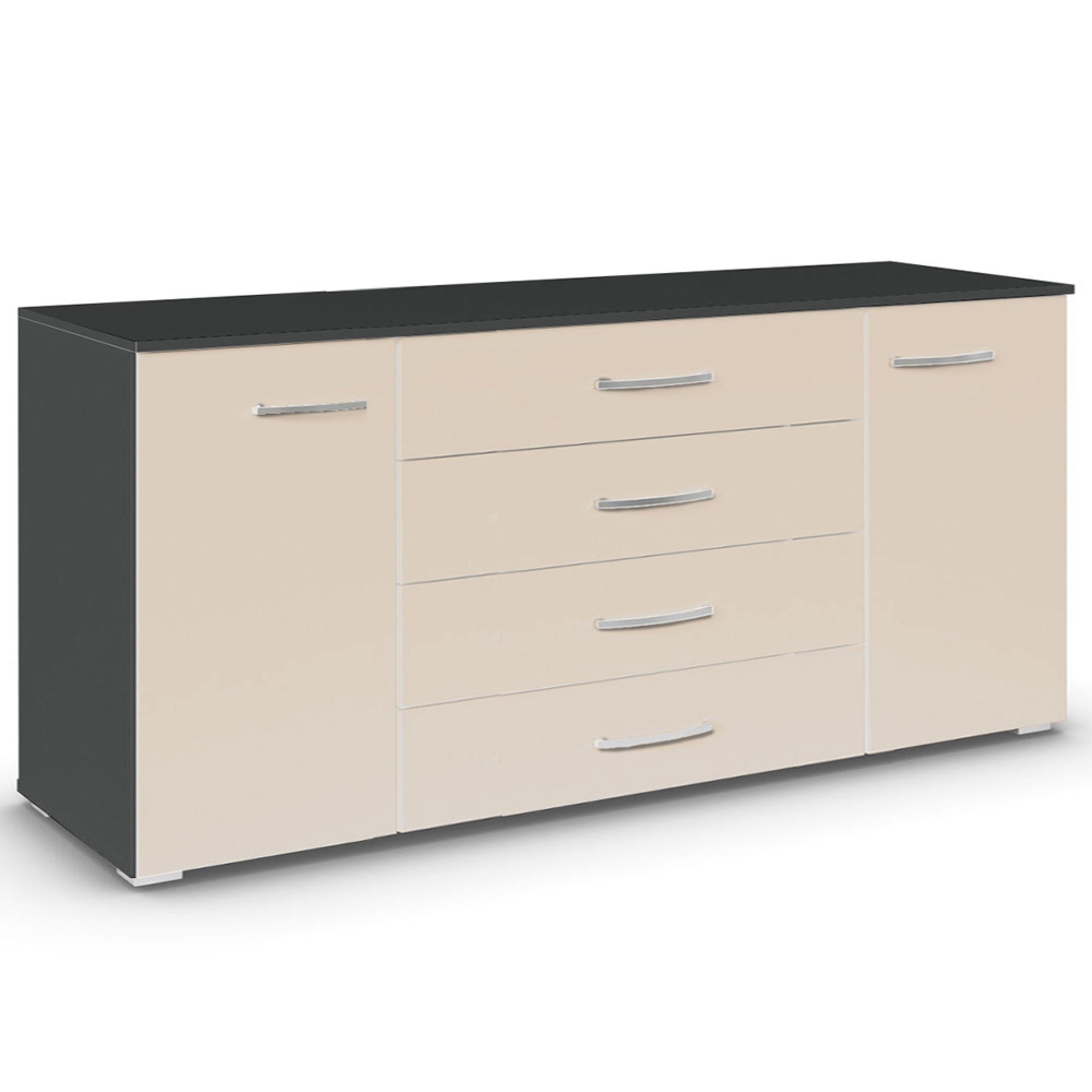 Aditio Large Sideboard - 160cm - 2 Door - Metallic Dark Grey & Champagne