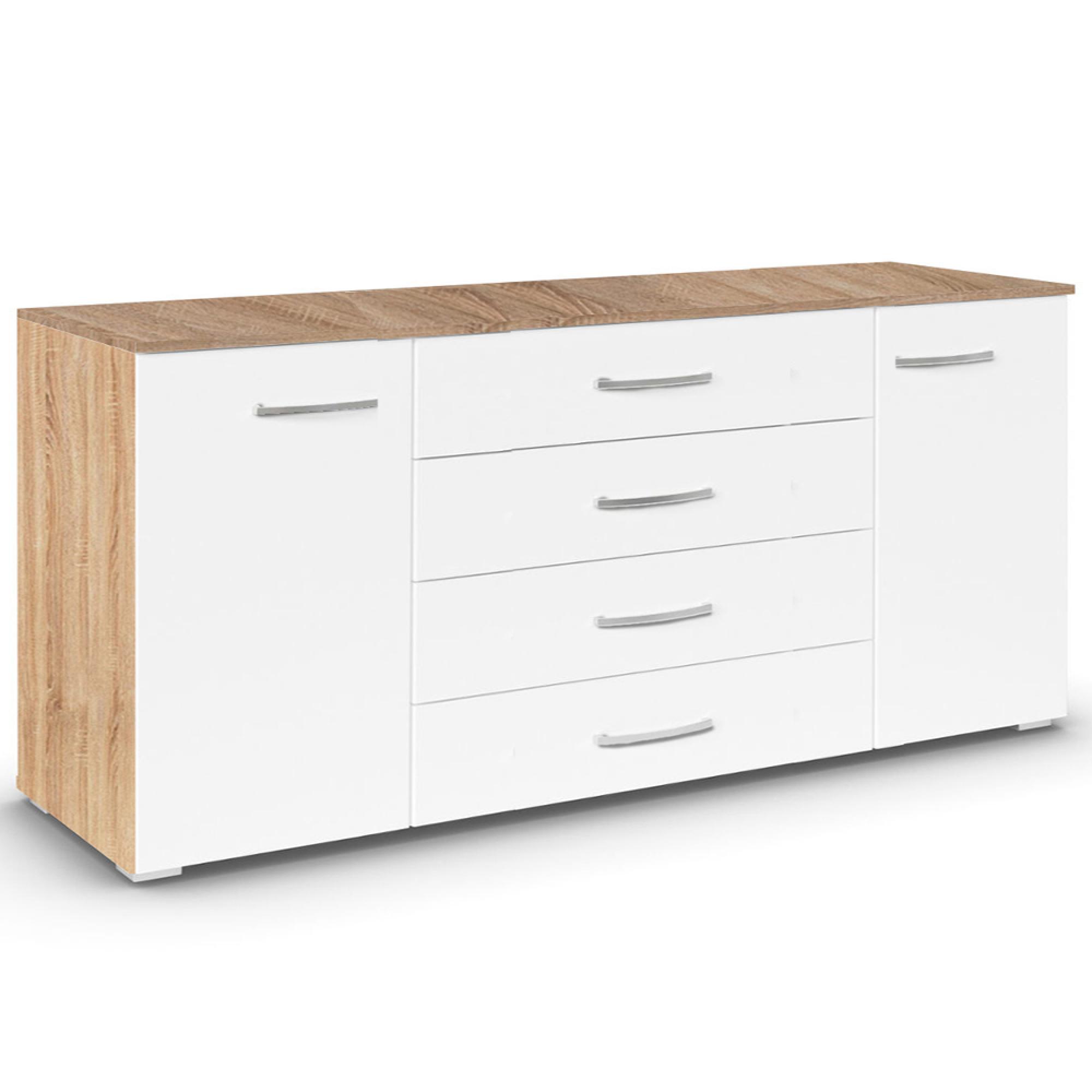 Aditio Large Sideboard - 160cm - 2 Door - Sonoma Oak & Alpine White