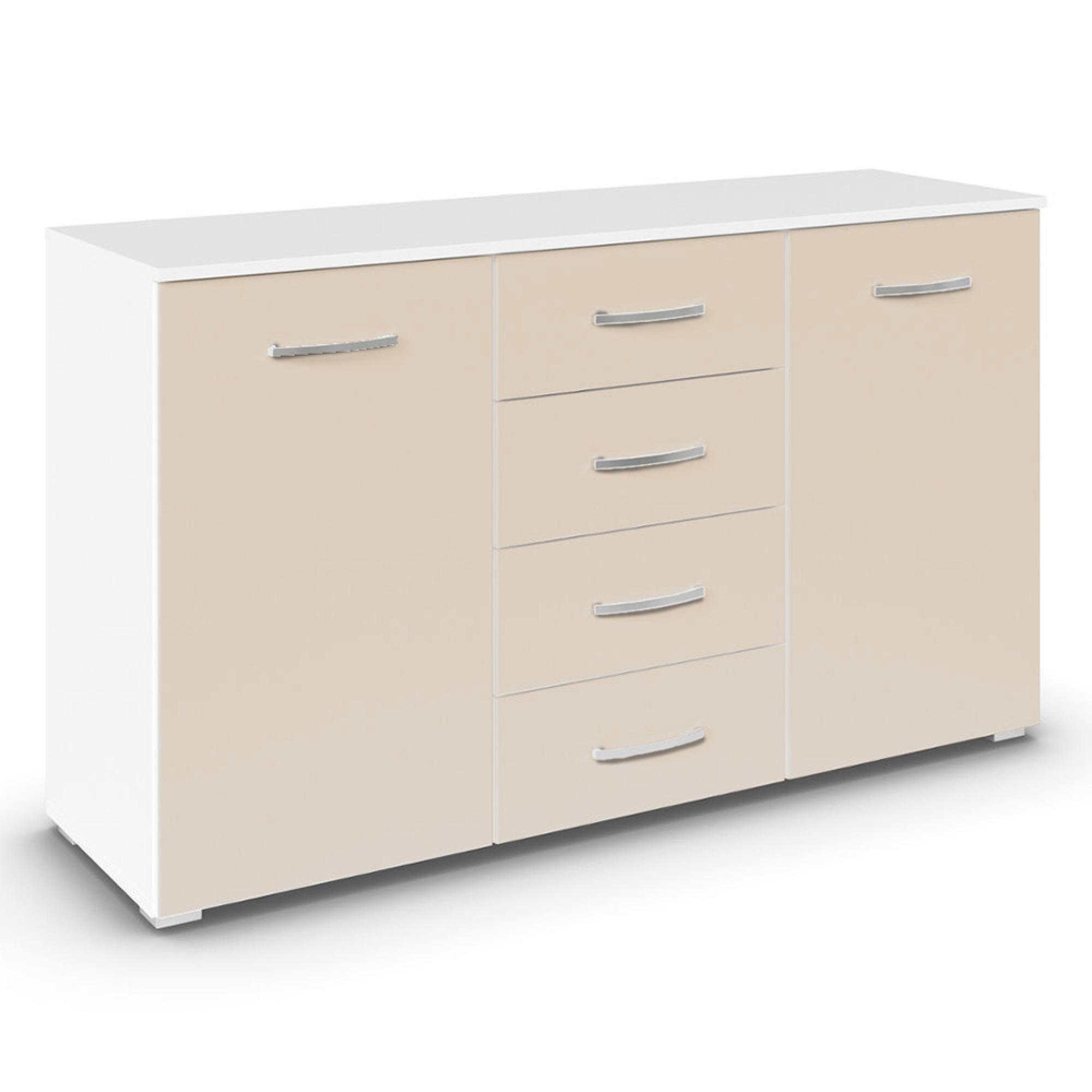 Aditio Medium Sideboard - 120cm - 2 Door - 4 Drawer - Alpine White & Champagne