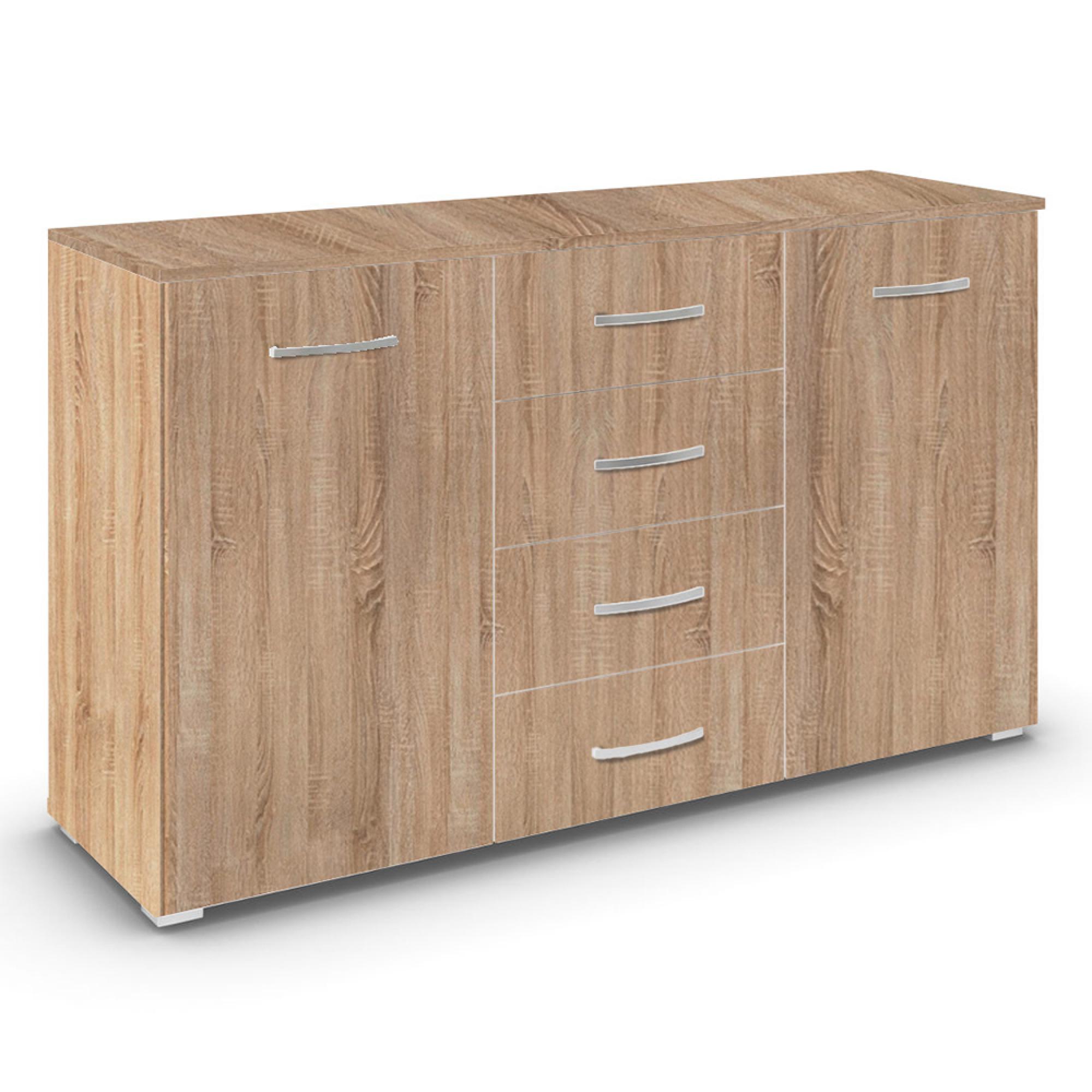 Aditio Medium Sideboard - 120cm - 2 Door - 4 Drawer - Sonoma Oak