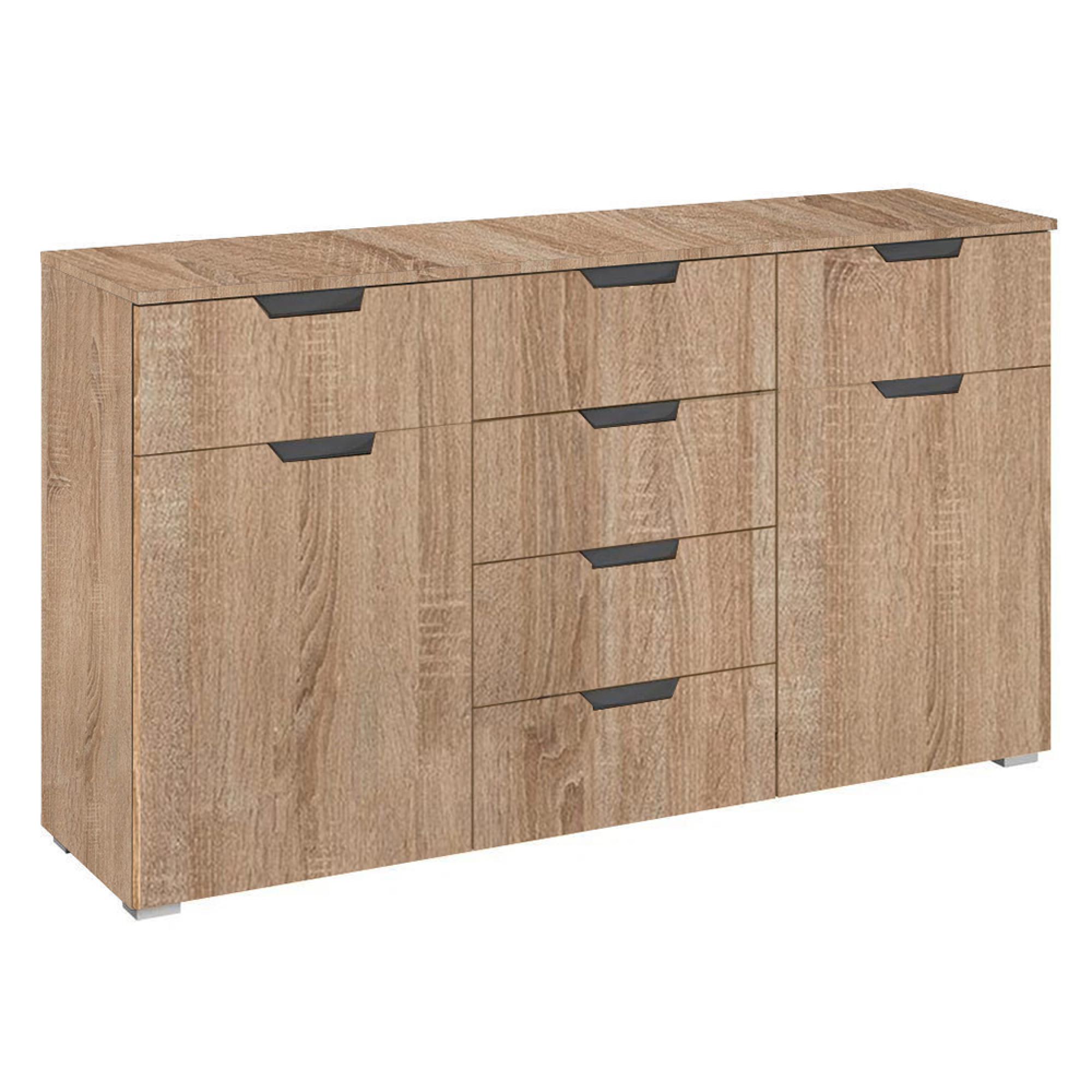 Aditio Medium Sideboard - 120cm - 2 Door - 6 Drawer - Sonoma Oak