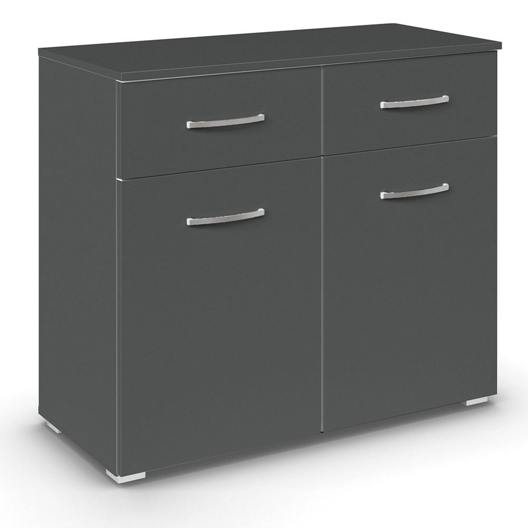 Aditio Small Sideboard - 80cm - 2 Door - Metallic Dark Grey