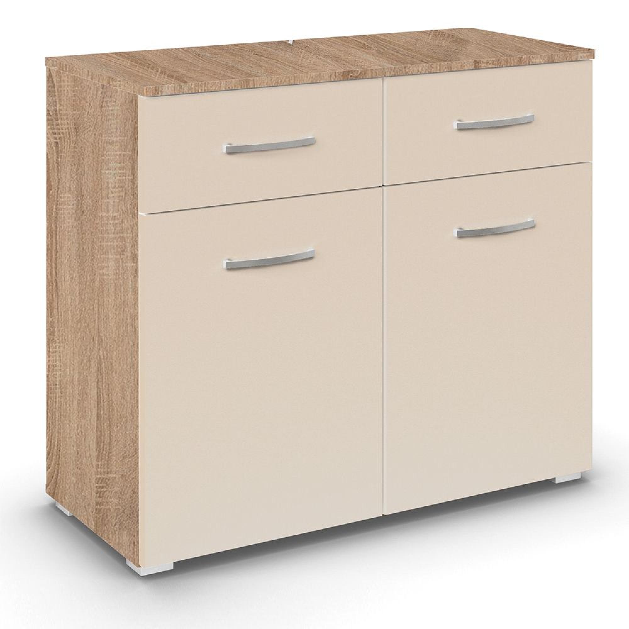 Aditio Small Sideboard - 80cm - 2 Door - Sonoma Oak & Champagne