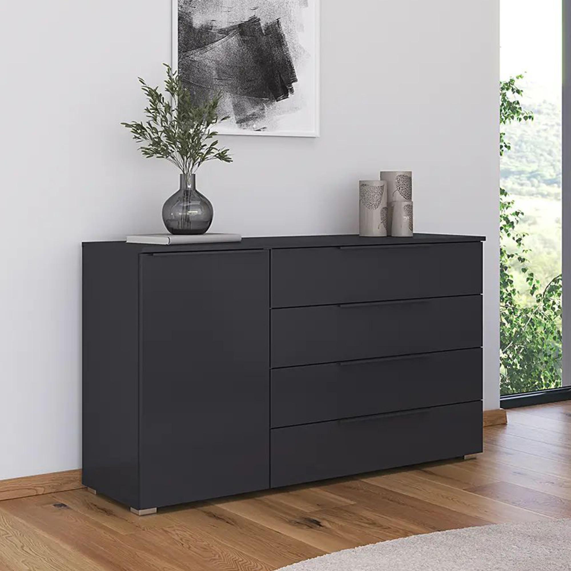 Monostar Wide Sideboard - 120cm - 1 Door - Metallic Dark Grey