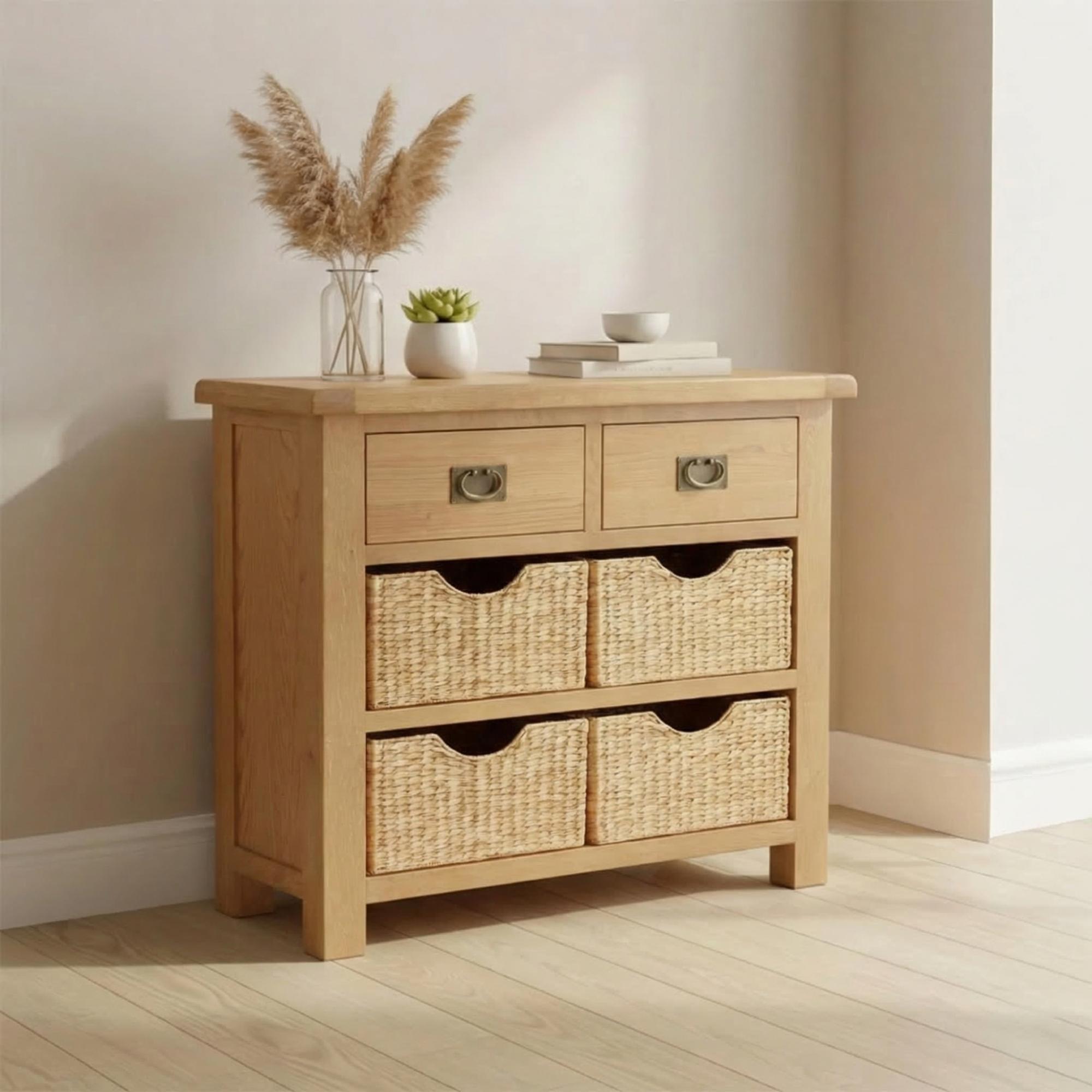Salisbury Premium Small Sideboard - with Baskets - Oak - 100cm