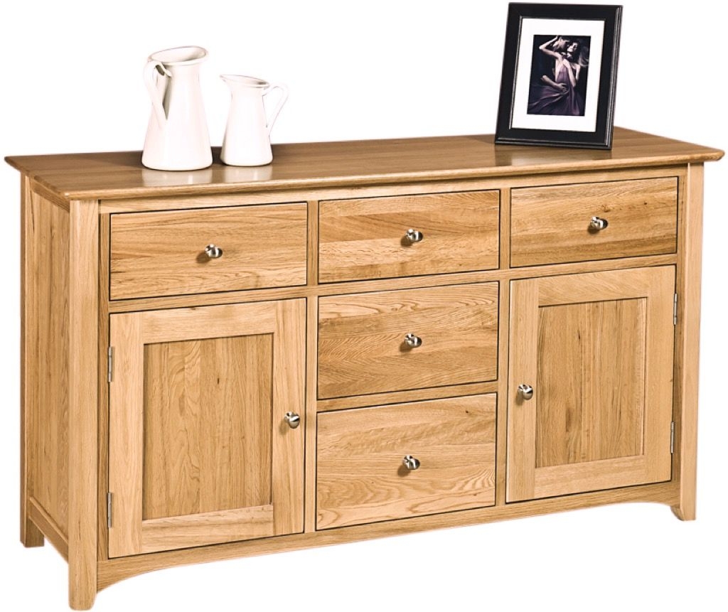 Shaker Sideboard - 2 Door - 5 Drawer - Large - Oak