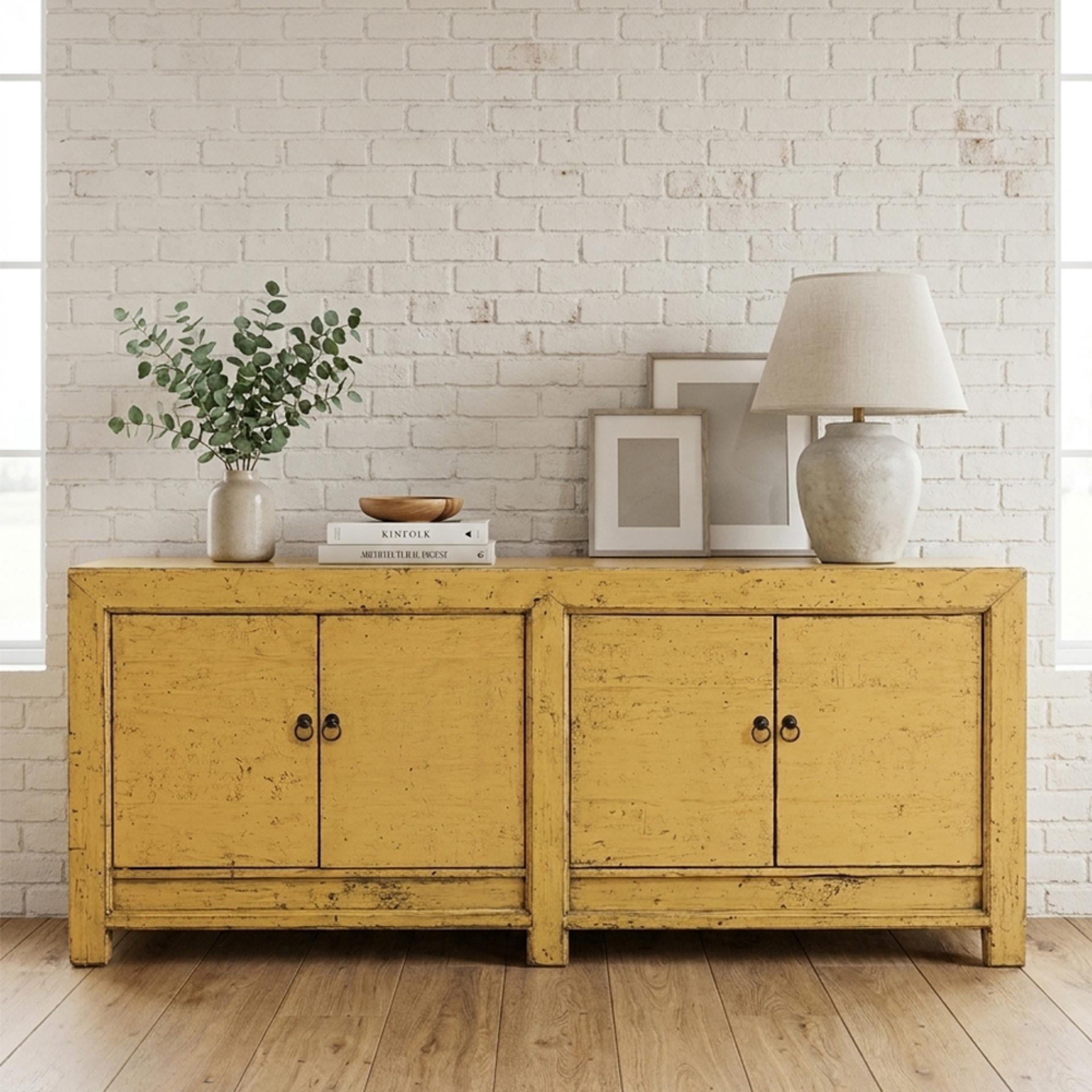 Sideboard - 4 Door - Extra Large - Vintage Yellow - Elm Wood