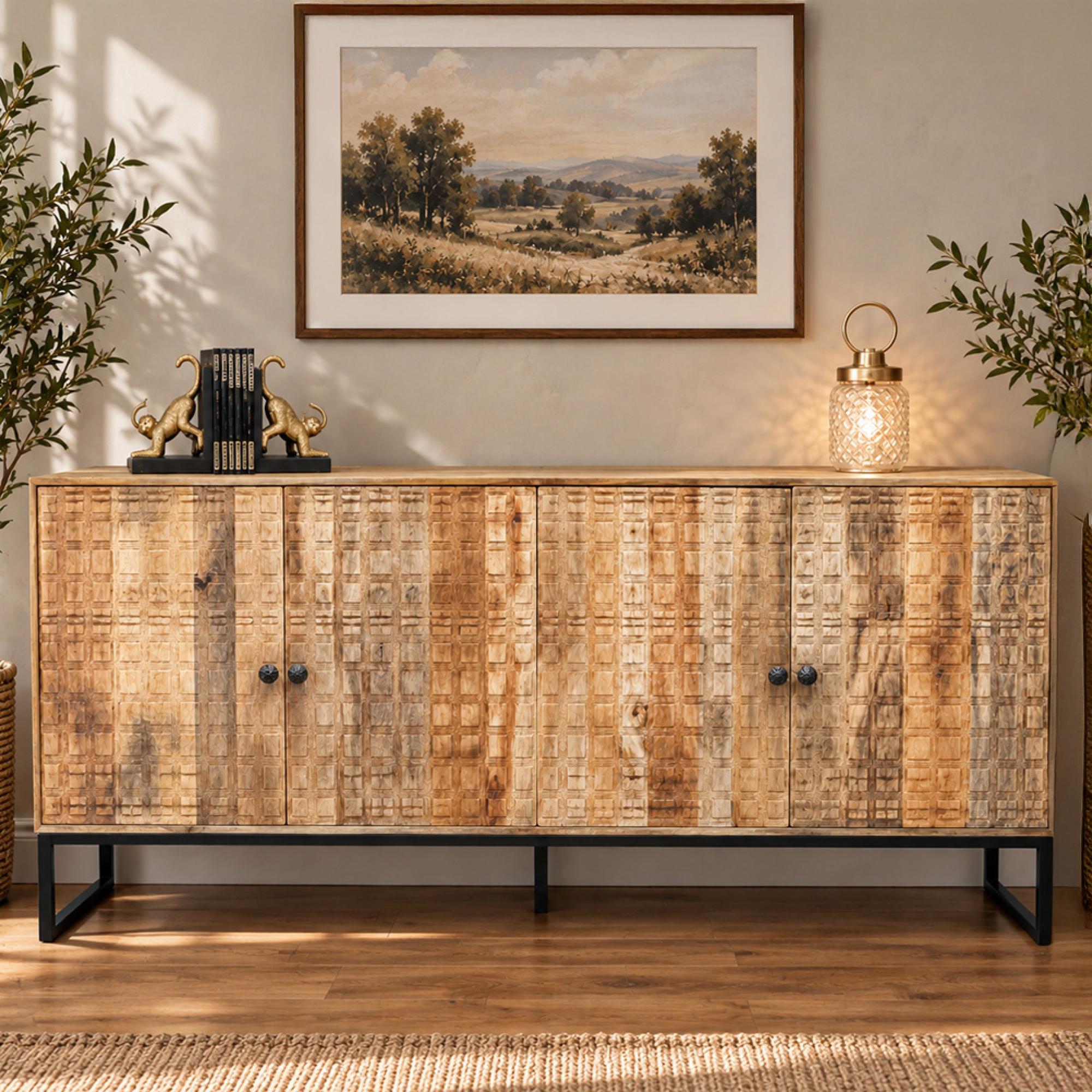 Sideboard - Mango Wood - 4 Door - Large - 168cm