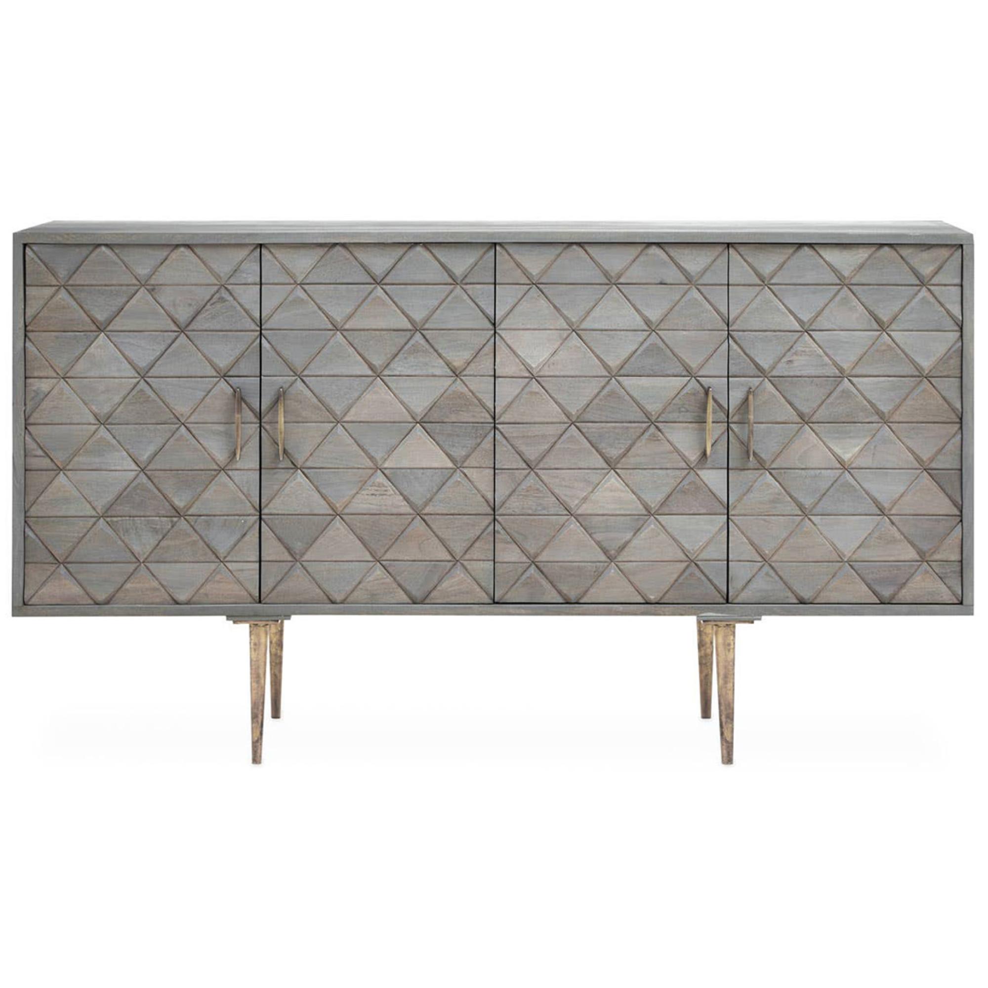 Siro Sideboard - Geometric - 4 Door - Mango Wood - Medium