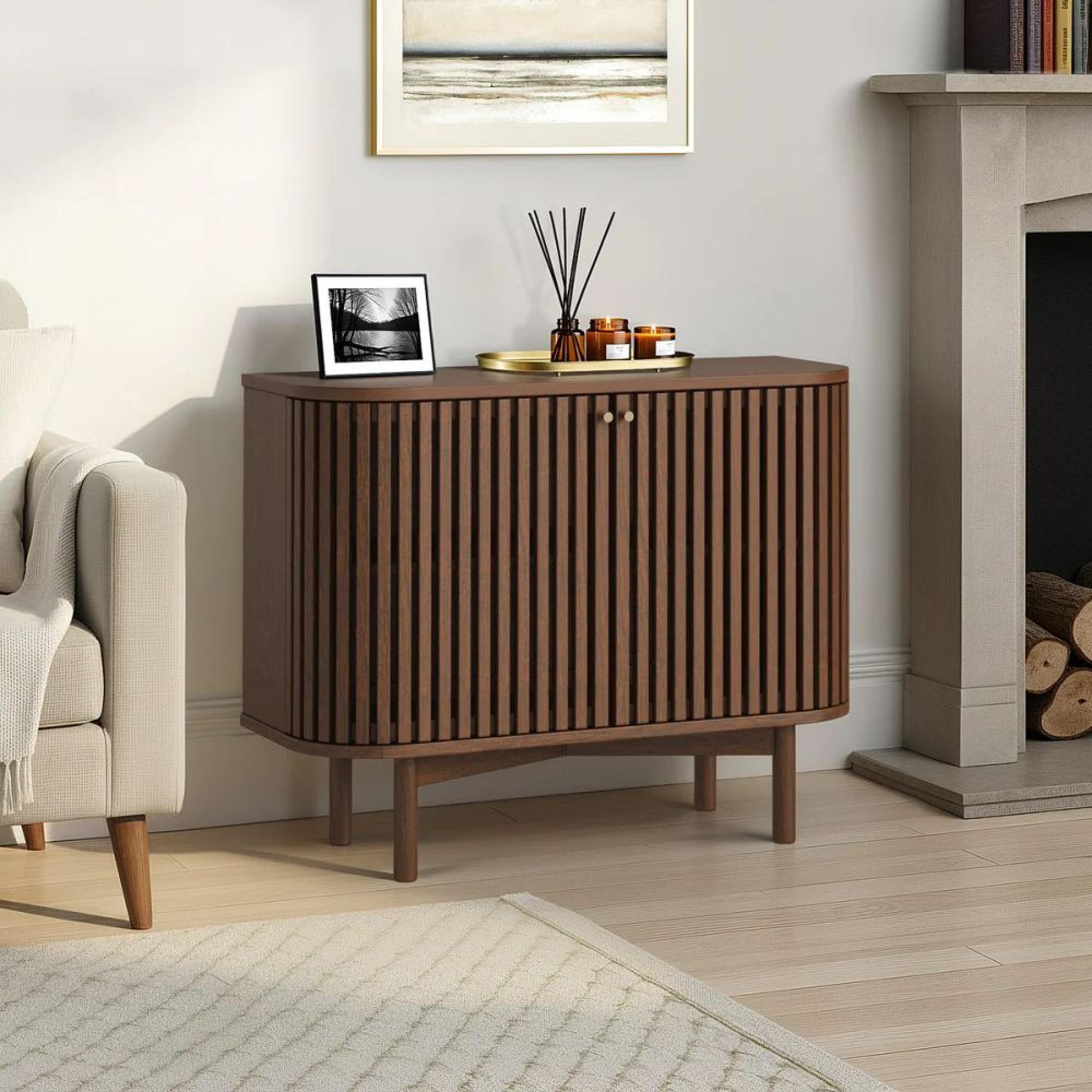 Soho Sideboard - 2 Door - Slatted Small - Dark Oak