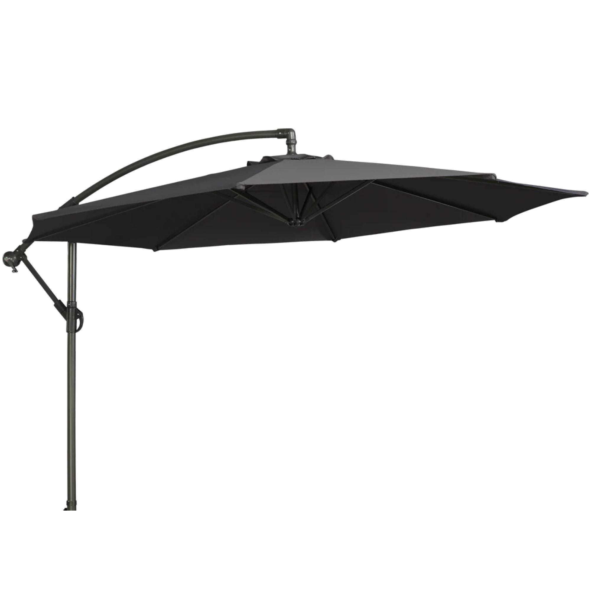 Outdoor Cantilever Parasol - 300cm - Round - with Granite Base - Charcoal