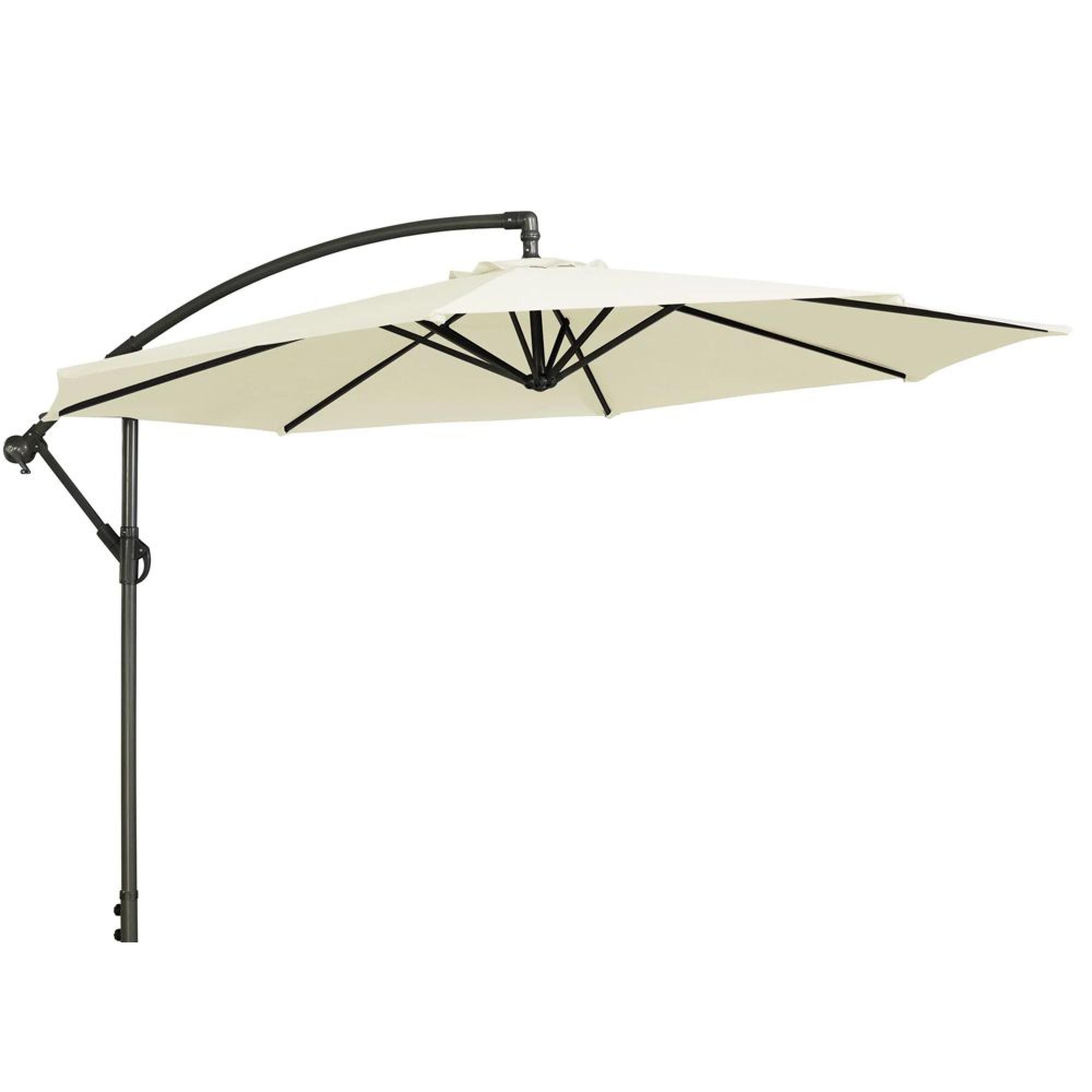 Outdoor Cantilever Parasol - 300cm - Round - with Granite Base - Ecru