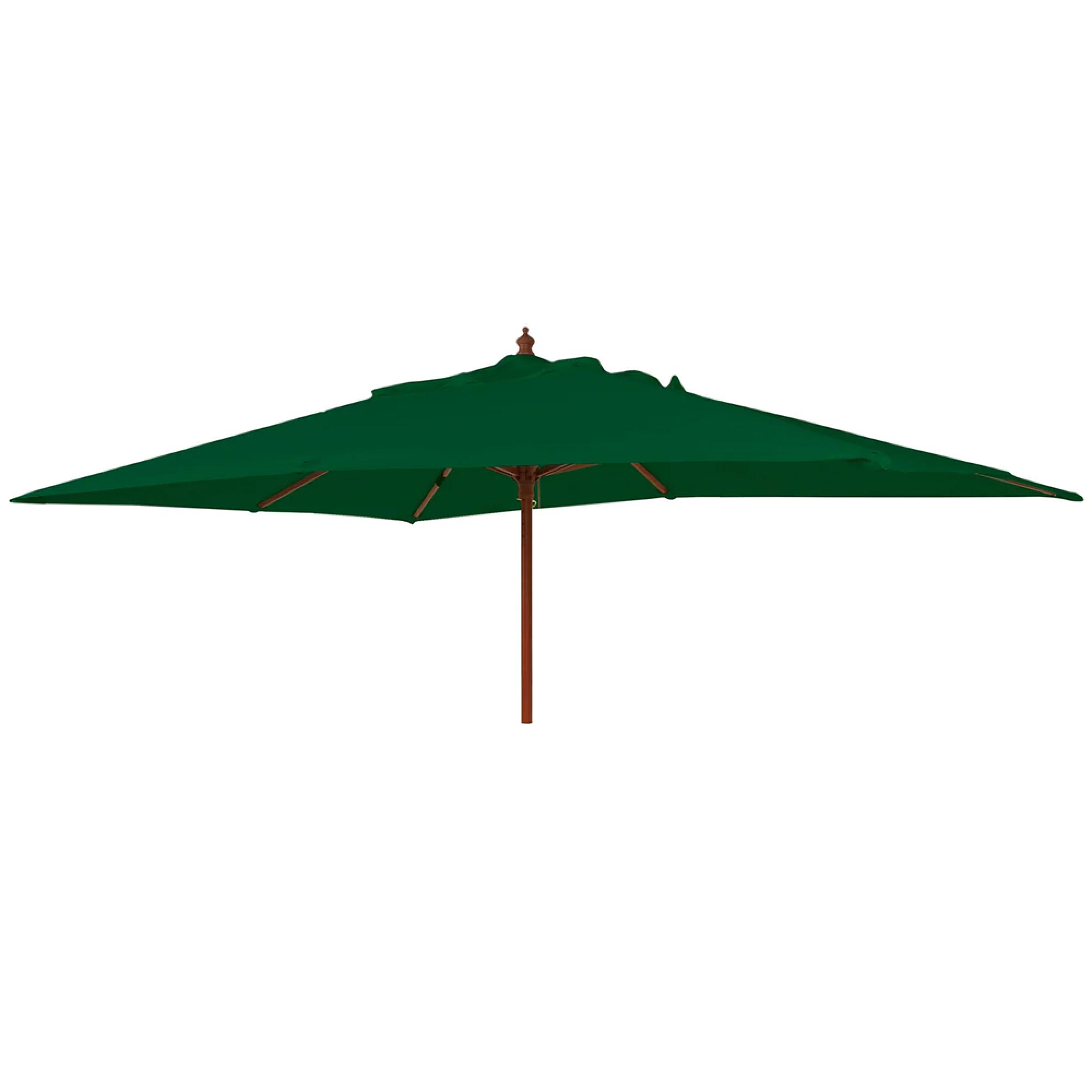 Outdoor Parasol - 300cm x 200cm - Eucalyptus Wood - with Granite Base - Green
