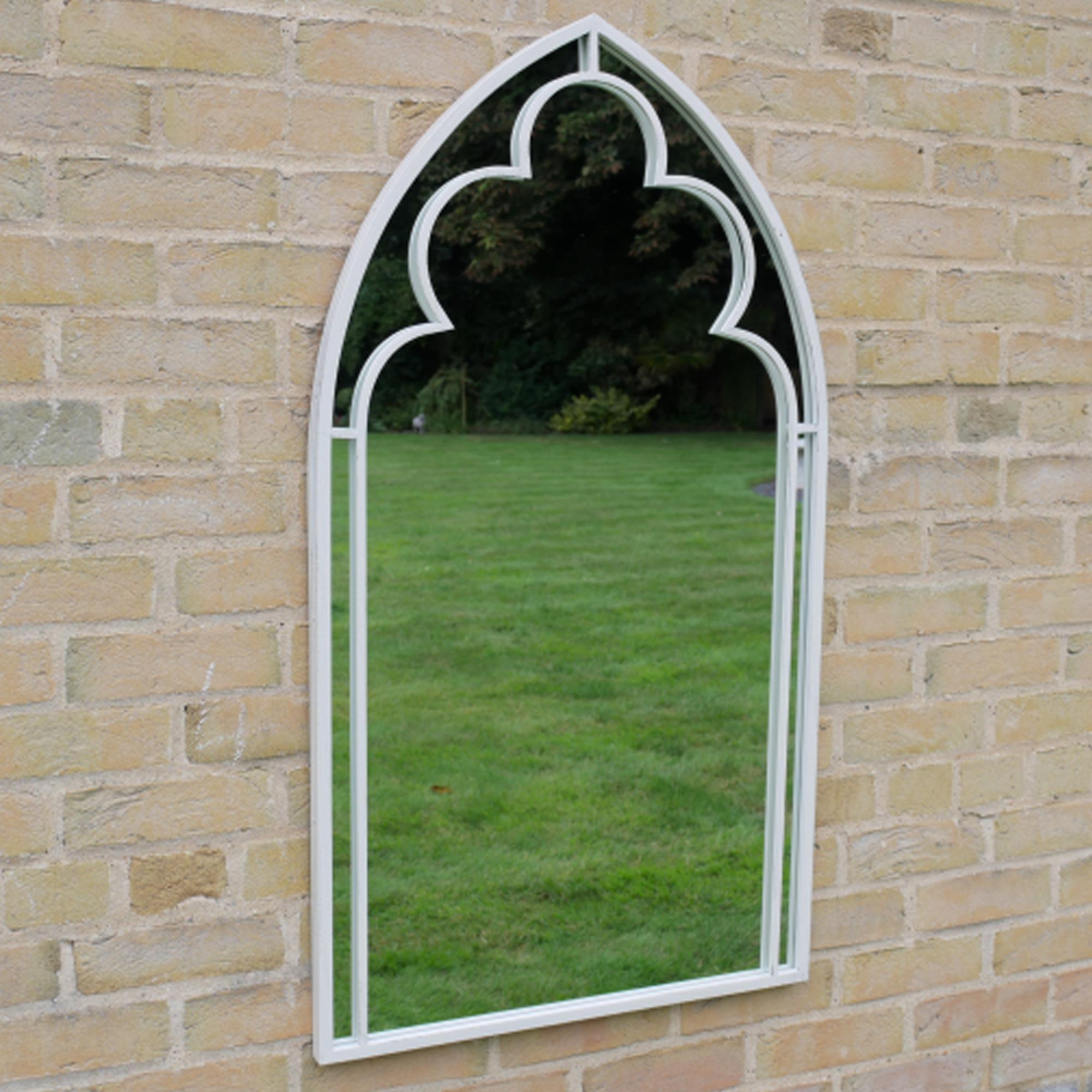 Garden Wall Mirror - Arch - White - Metal - 60cm x 108cm