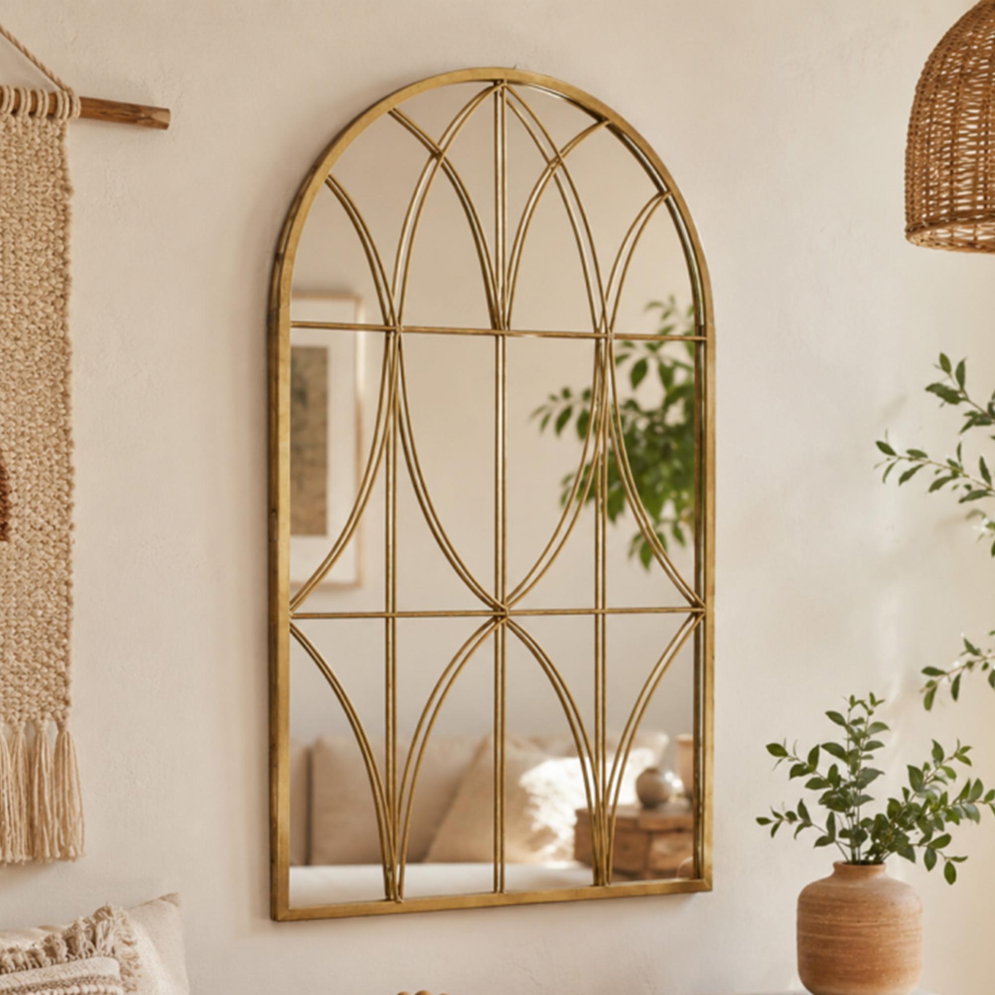 Wall Mirror - Arch - Gold Metal Frame