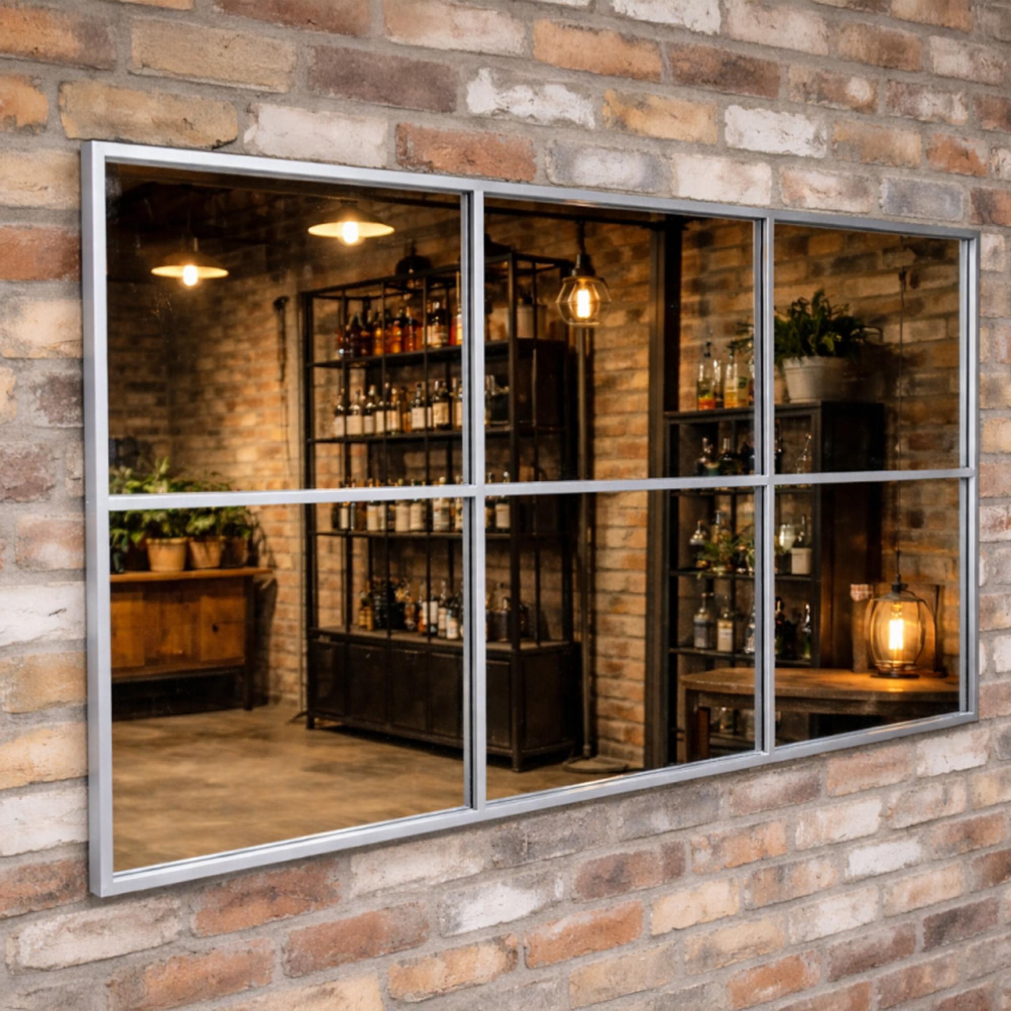 Wall Mirror - Large - Grey Metal