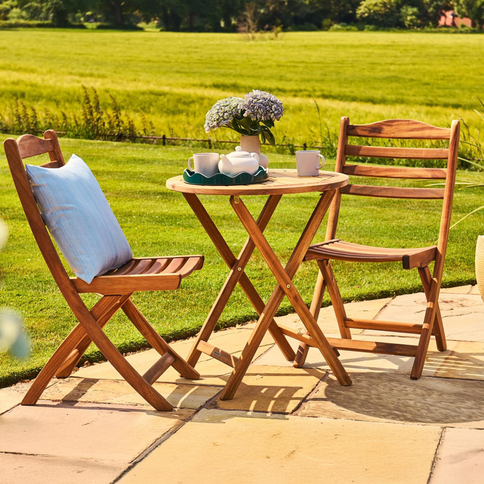 Redcliffe Garden Bistro Set - Folding - Tea For Two - Acacia Wood