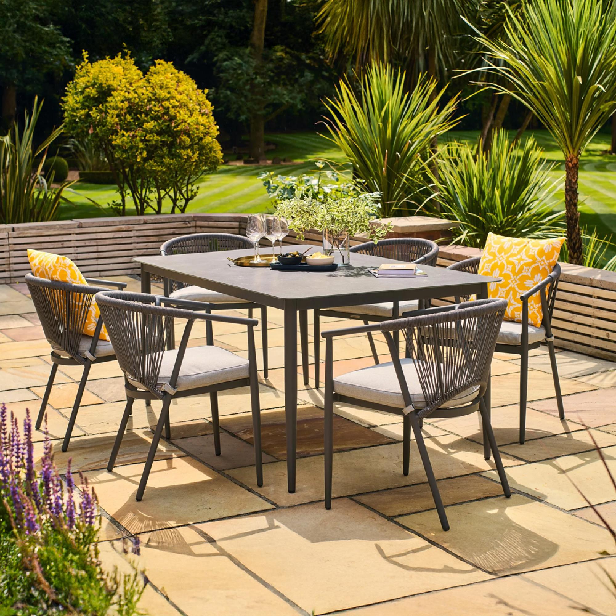 Kyoto Garden Dining Set - 6 Seater - 180cm - Ceramic - 6 Chairs