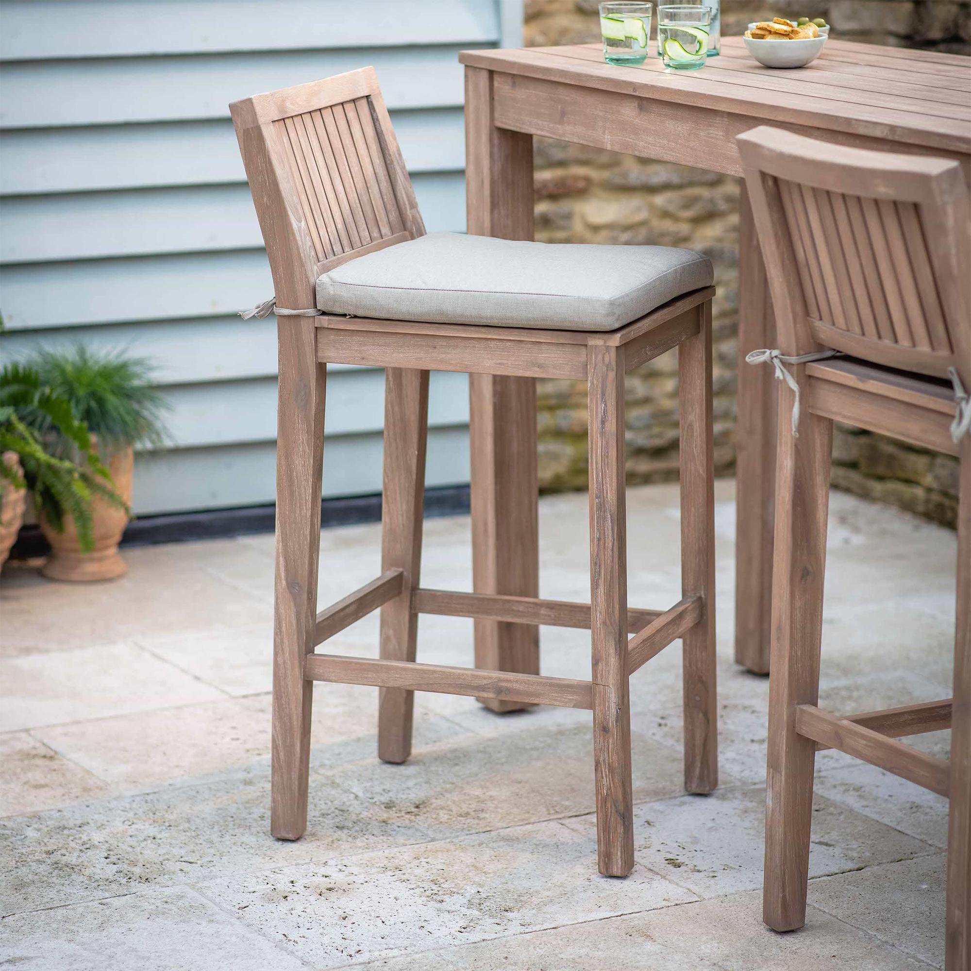 Porthallow Outdoor Bar Stool Set of 2 Natural Acacia Wood