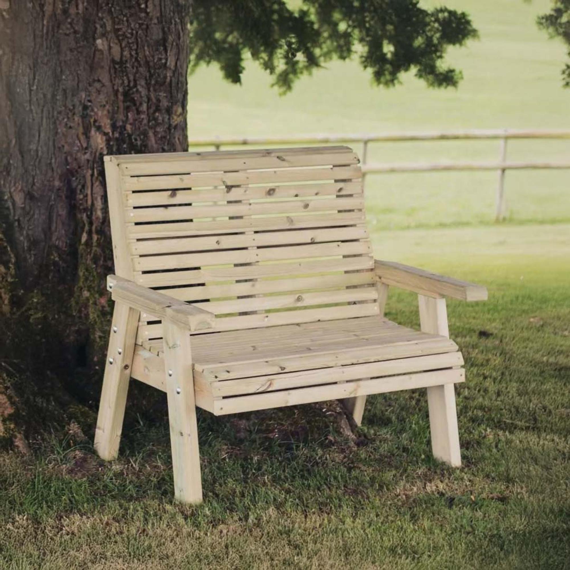 Ergonomic Garden Bench - 2 Seater - Redwood