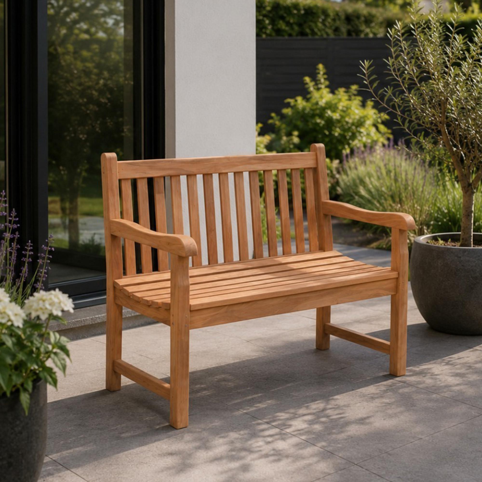 Bison Garden Bench - 120cm - Natural - Teak Wood