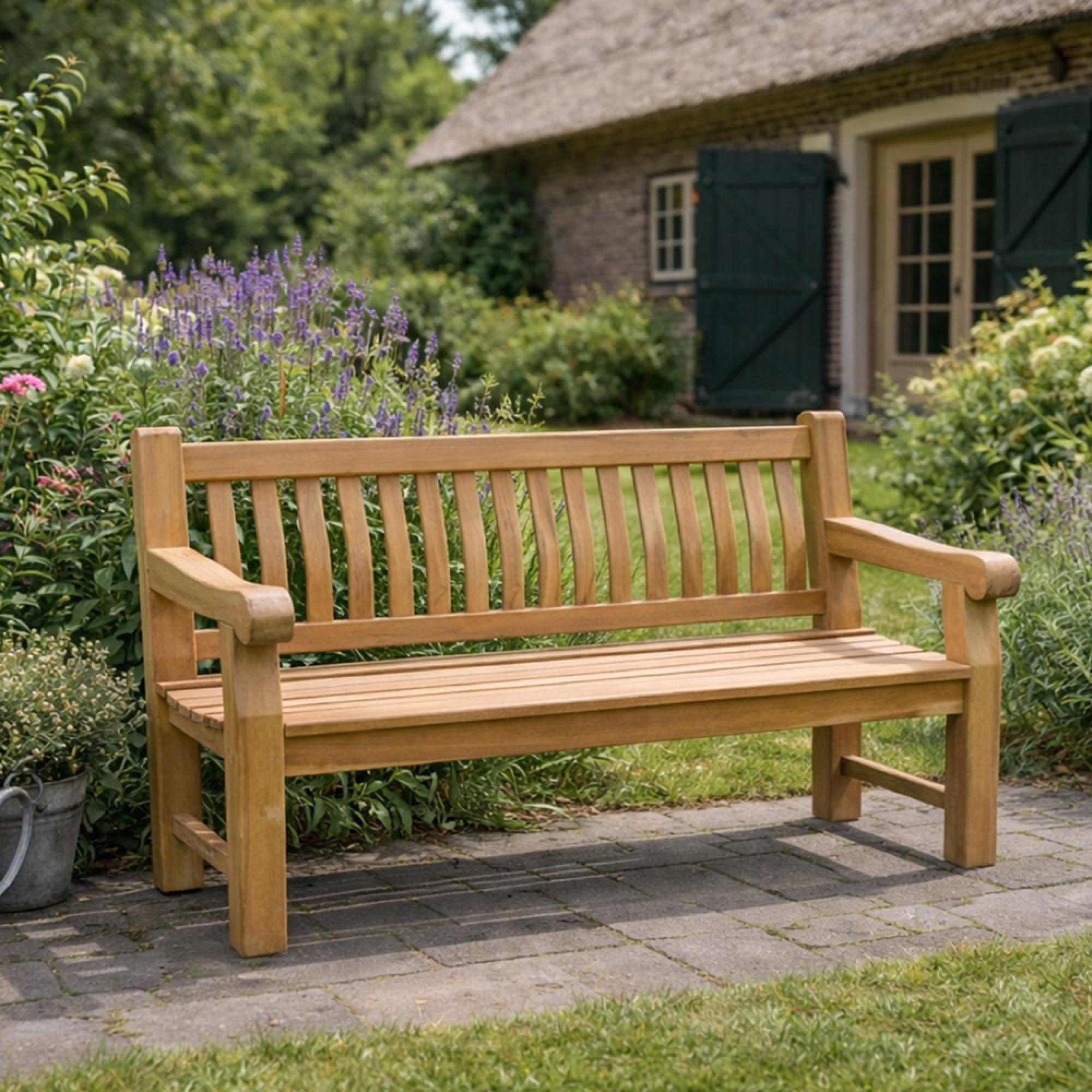 Patrick Garden Bench - 166cm - Natural - Teak Wood