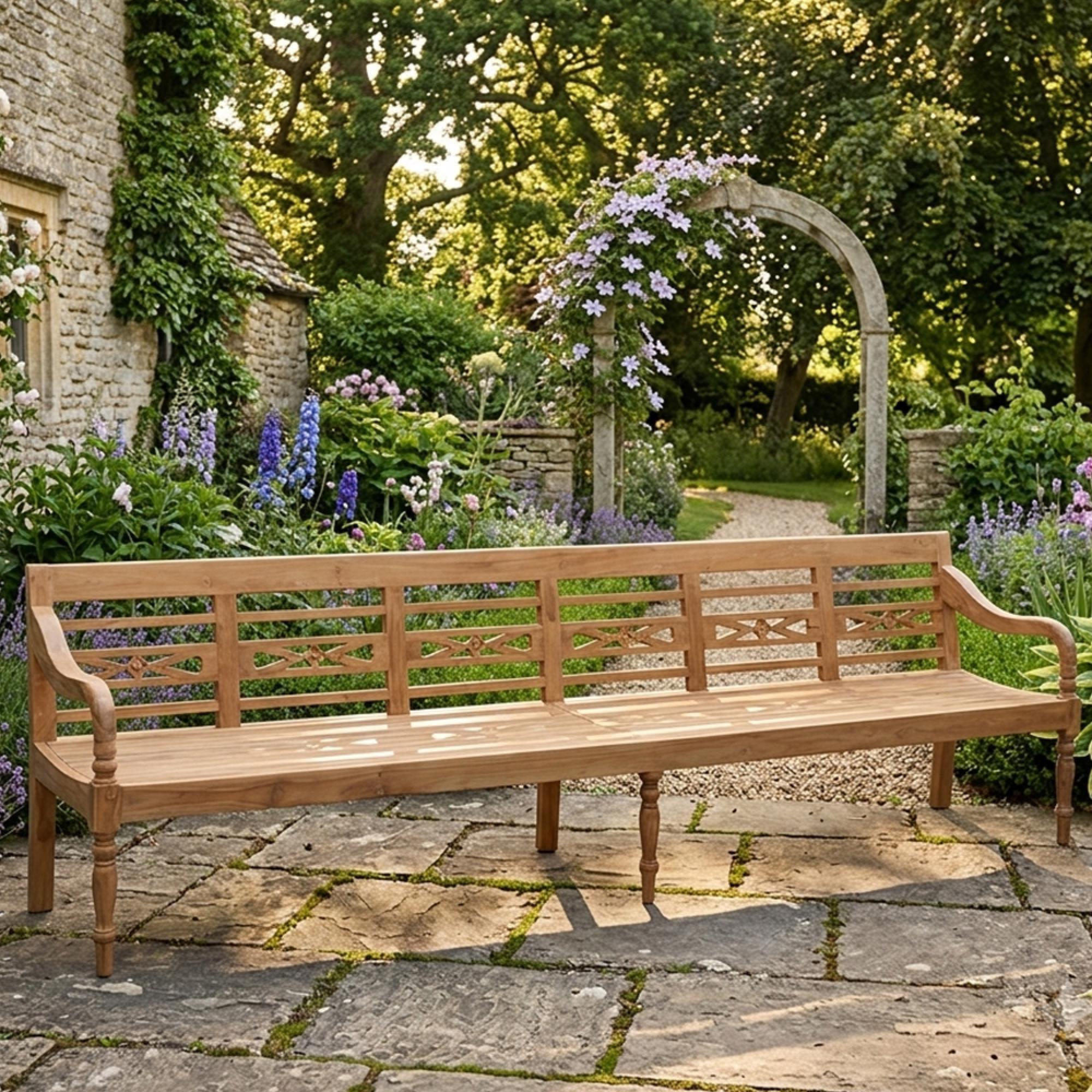 Station Garden Bench - 300cm - Rustic - Teak Wood