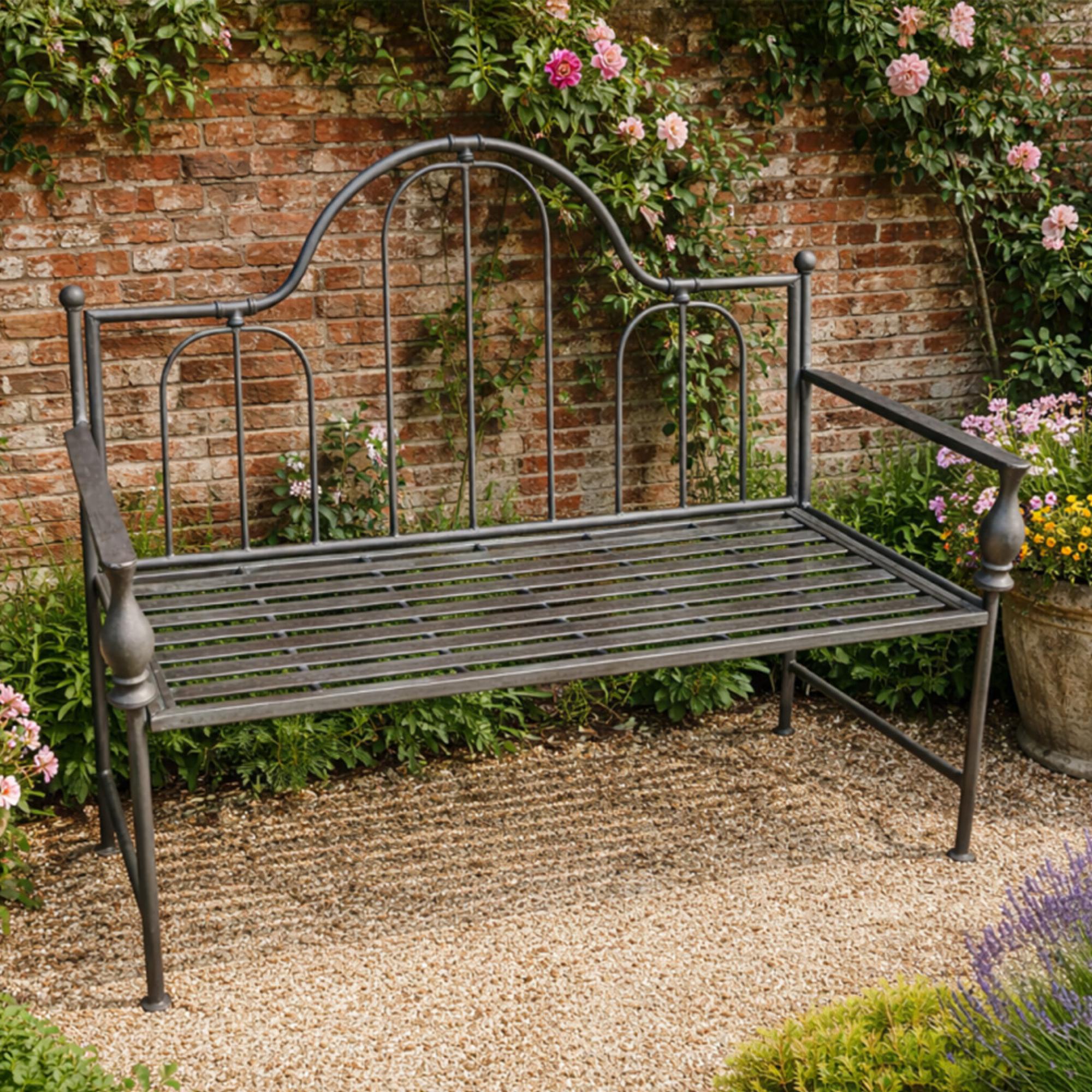 Garden Bench - Grey Metal