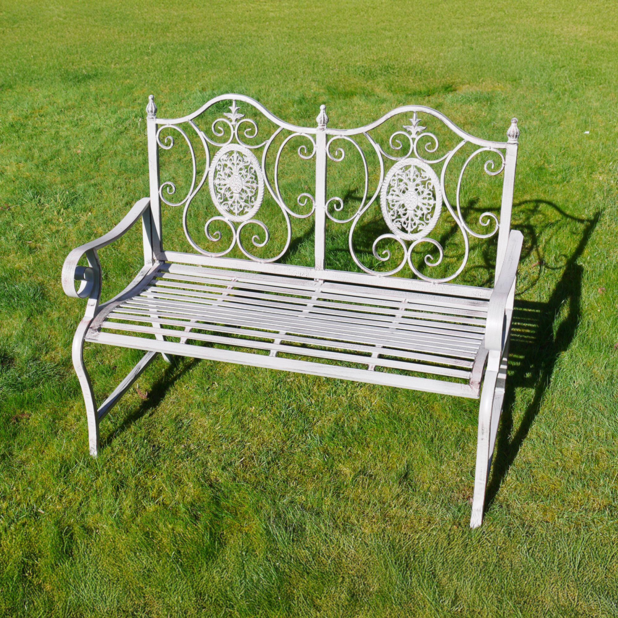 Garden Bench - Antique Grey Metal