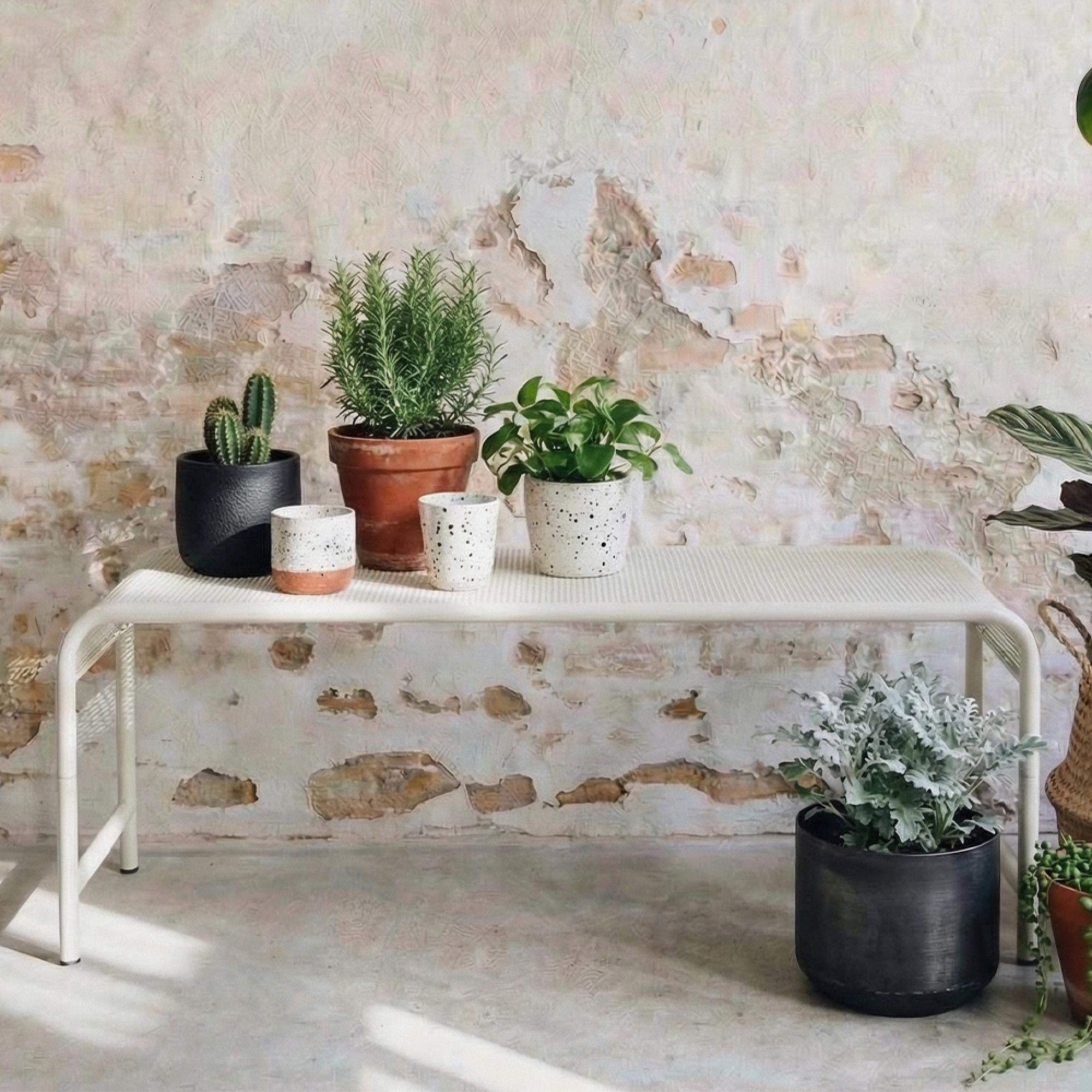 Brenta Garden Bench - Metal - Cream