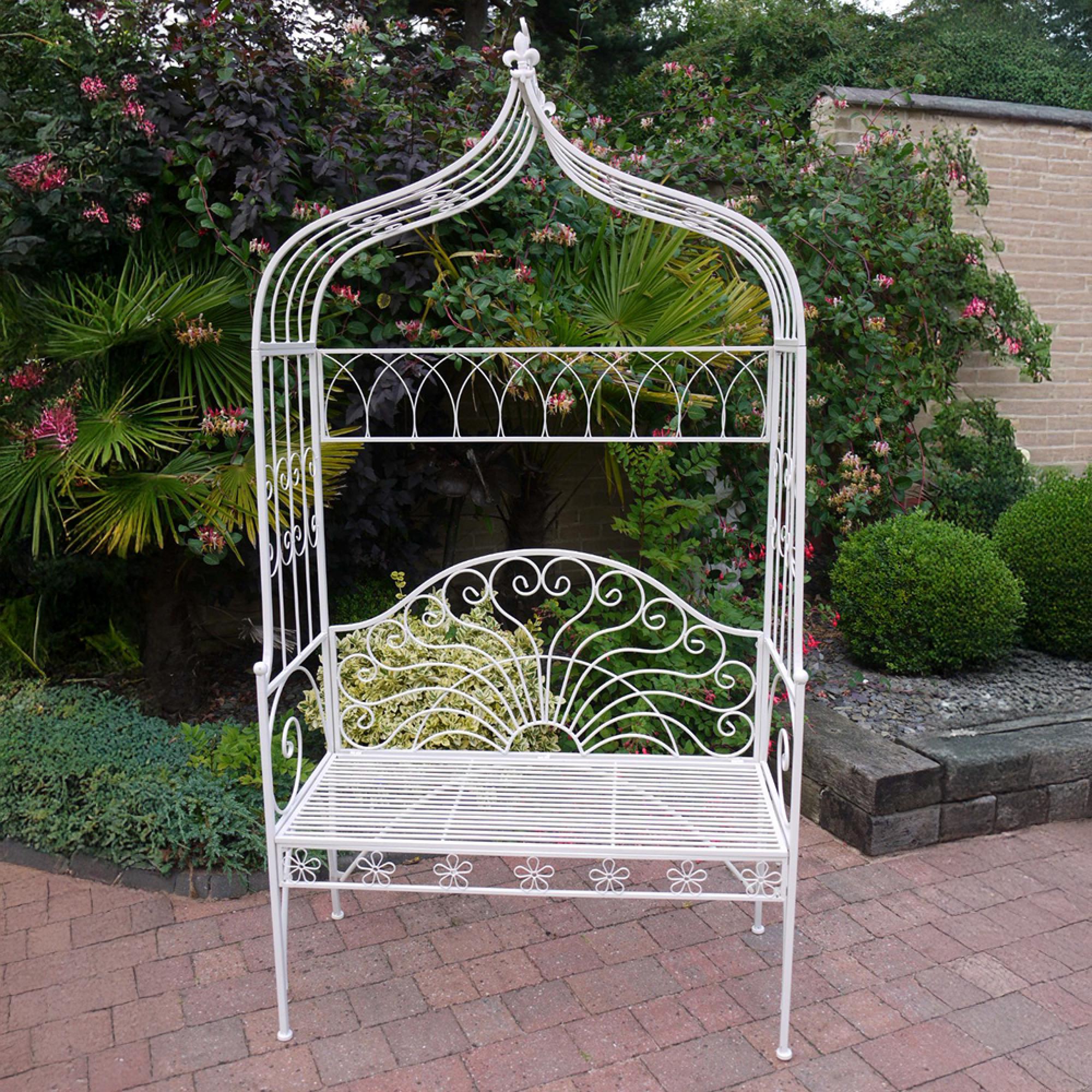 Garden Bench - White Metal - Chris