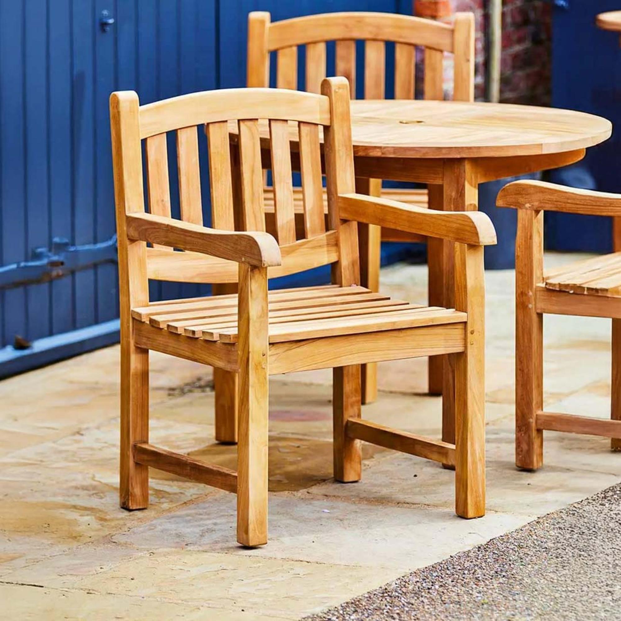 2 x Malvern Outdoor Teak Carver Dining Chair