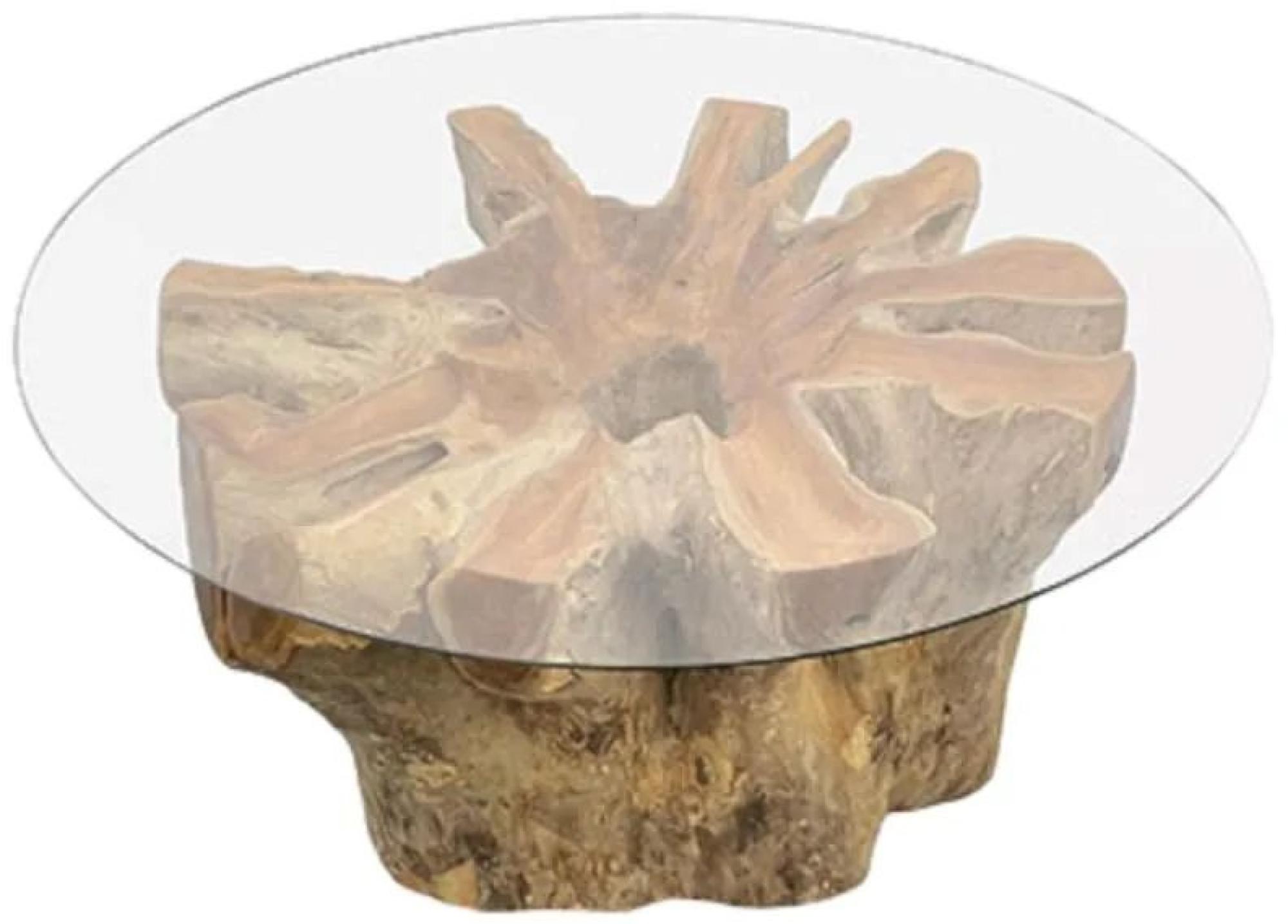 Lombok Teak Root & Glass Coffee Table - Round Small