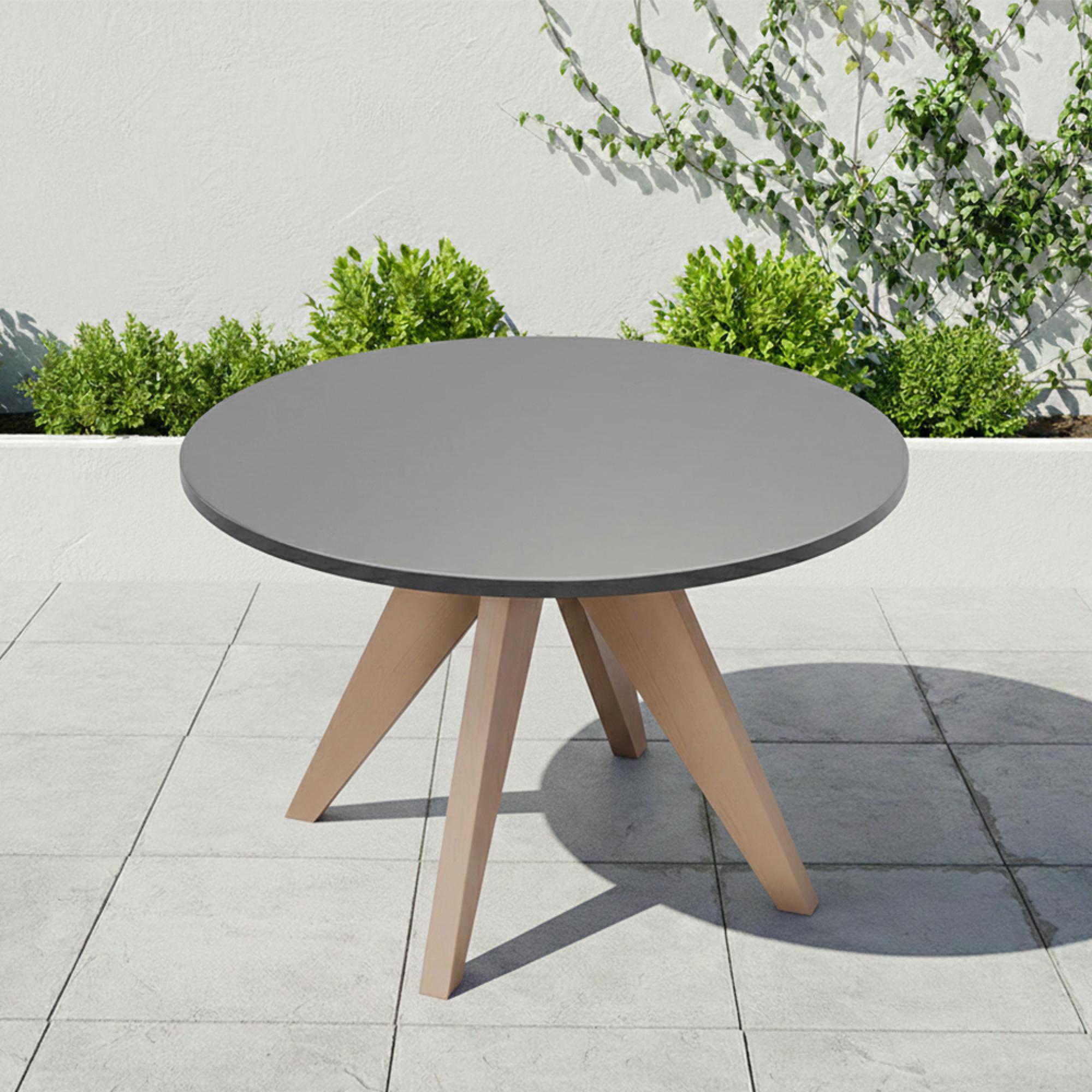 Luna Garden Round Dining Table - 120cm - 4 Seater - Warm Grey Concrete Top