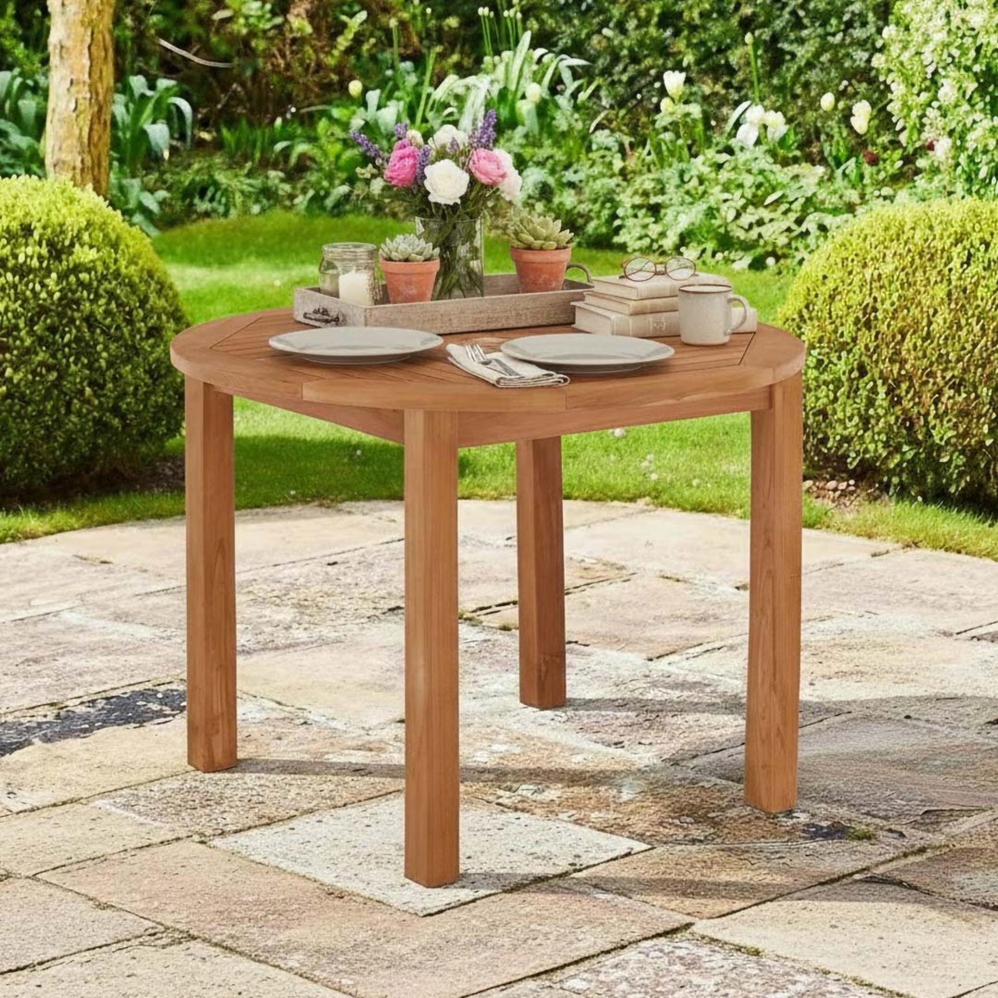 Churn Outdoor Teak Round Table - 90cm