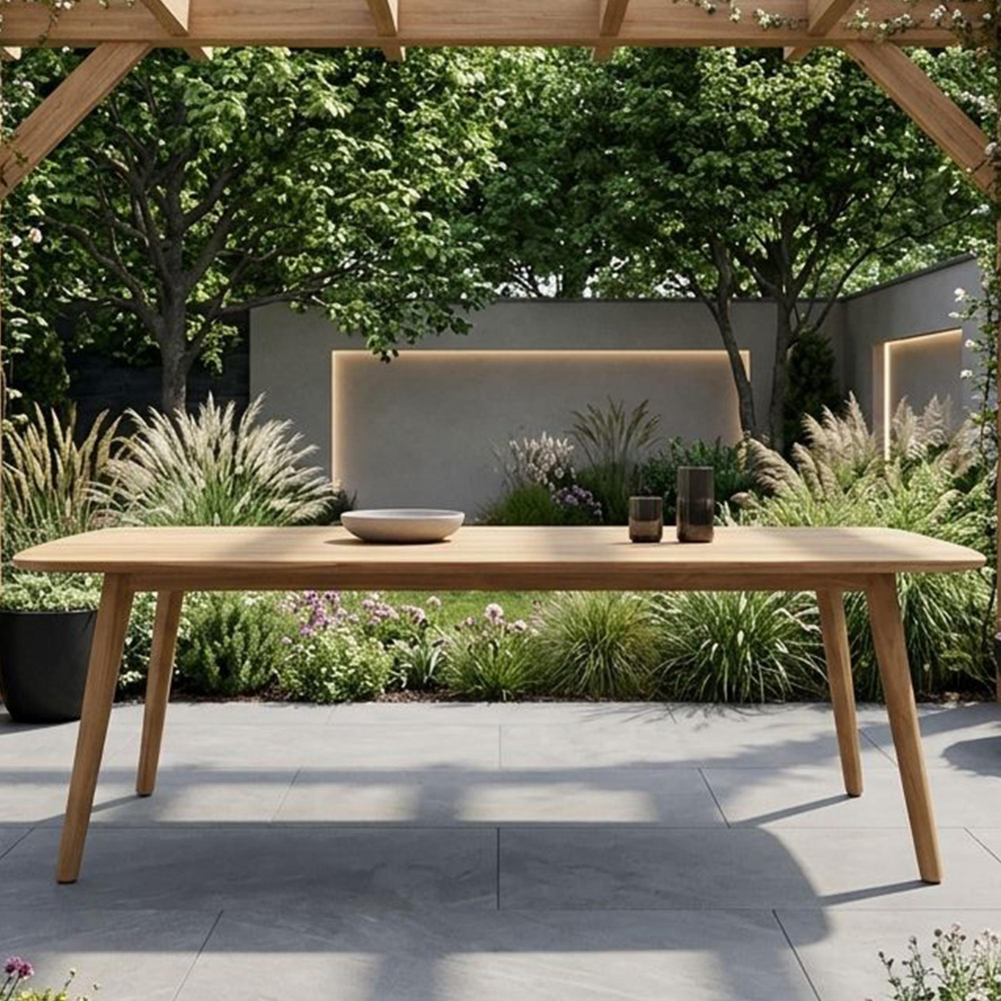 Lugano Garden Dining Table - 180cm - 6 Seater - Natural - Teak Wood