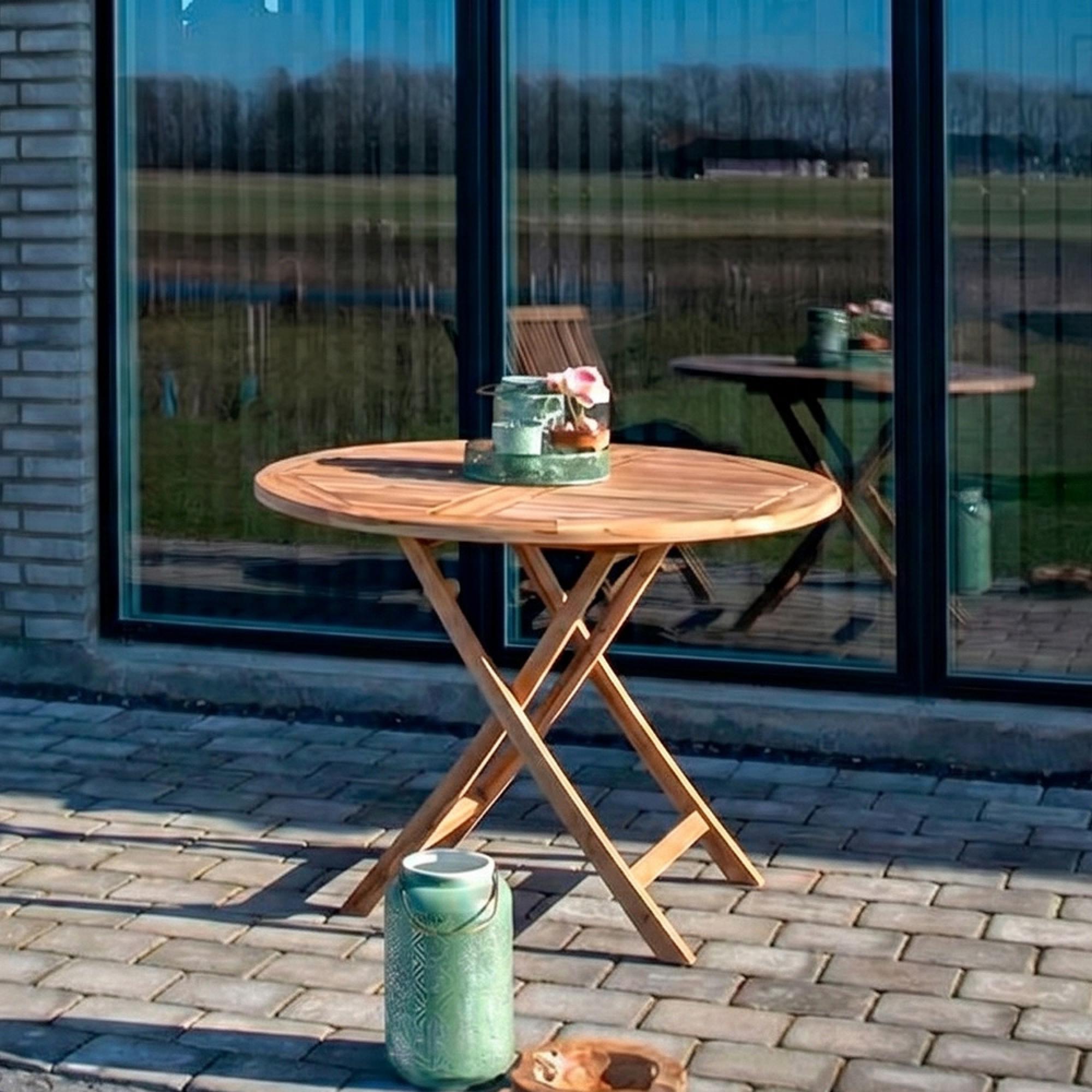 Oviedo Garden Dining Table - 2 Seater - Round - Teak Wood - 100cm
