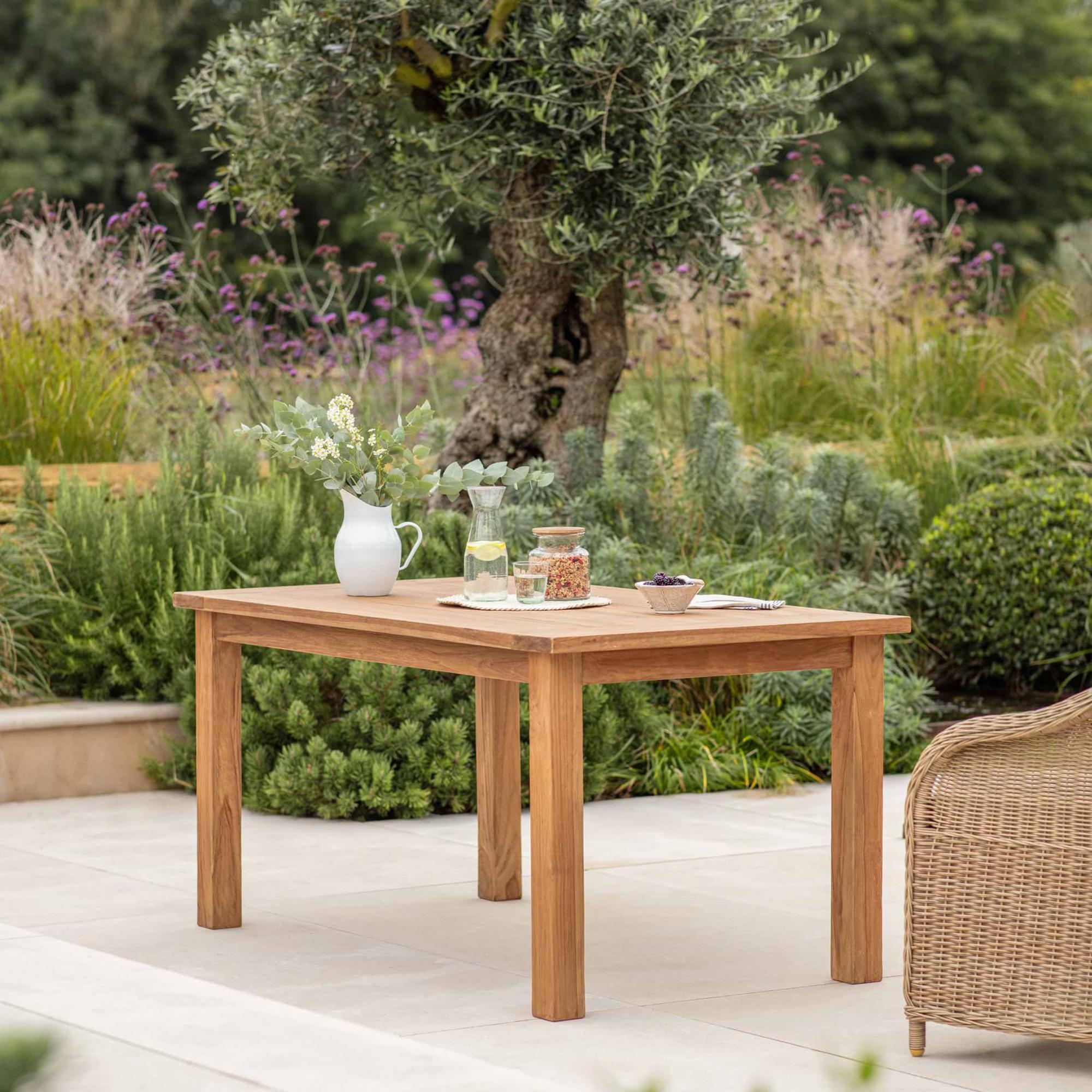 St Mawes Outdoor Dining Table Natural Reclaimed Teak Wood