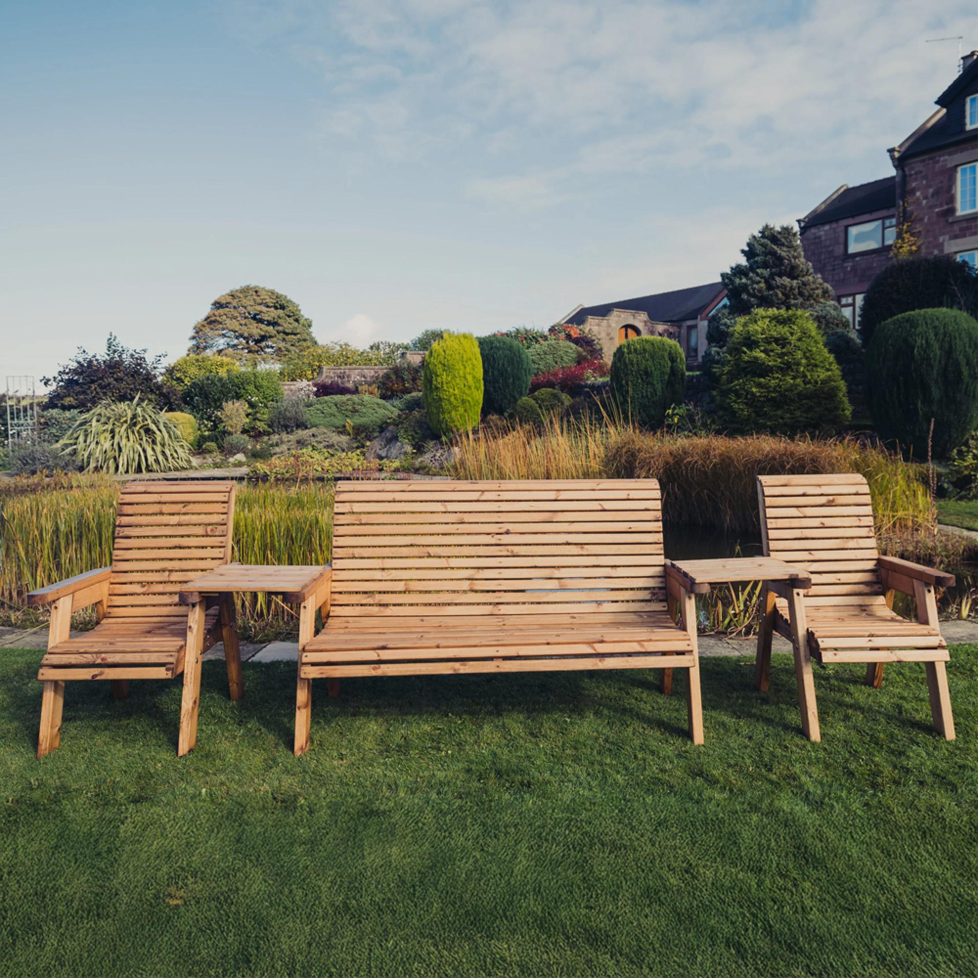 Valley Garden Set - 5 Seater - Contemporary - Straight Tray - Redwood