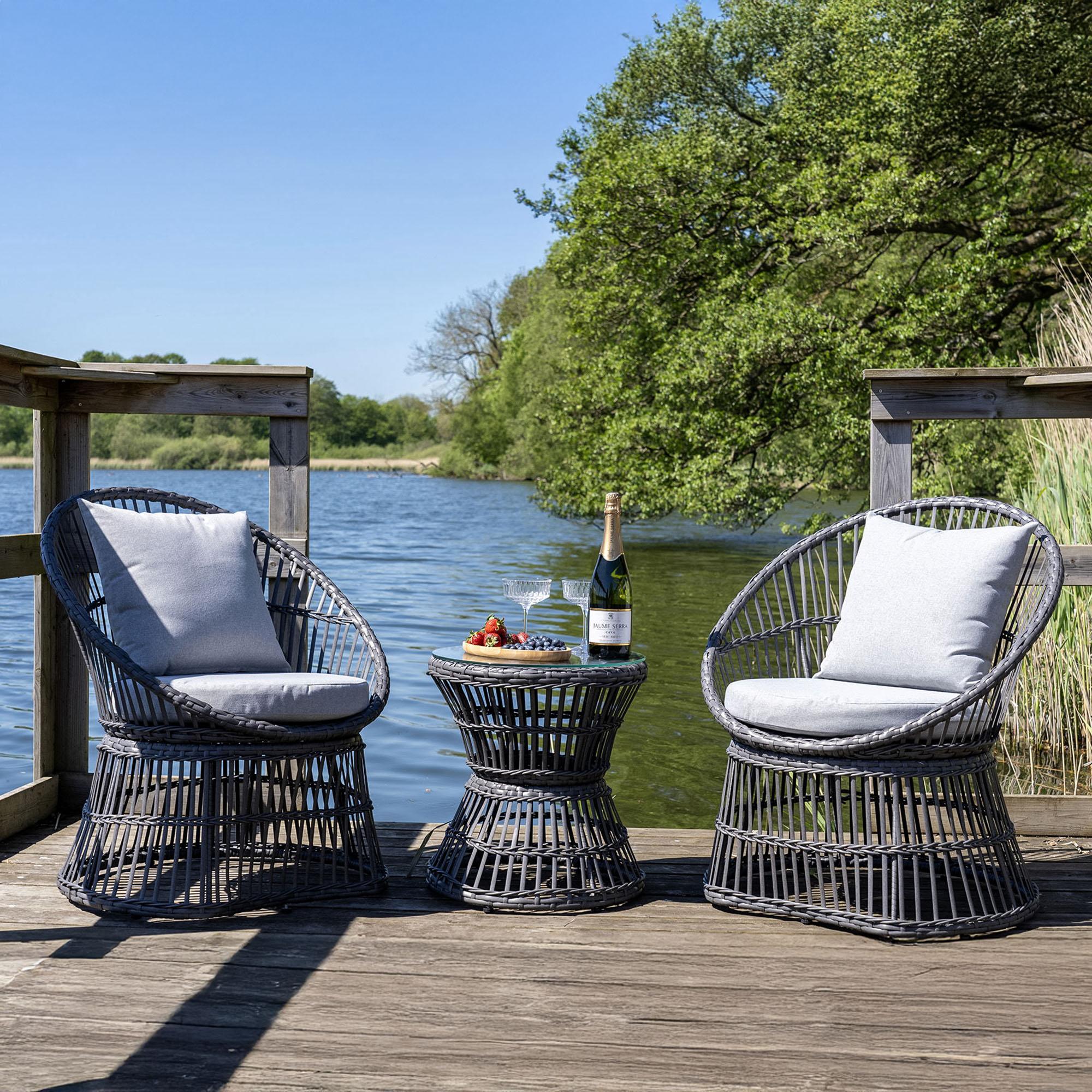 Natal Lounge Set - Grey - Metal and Rattan