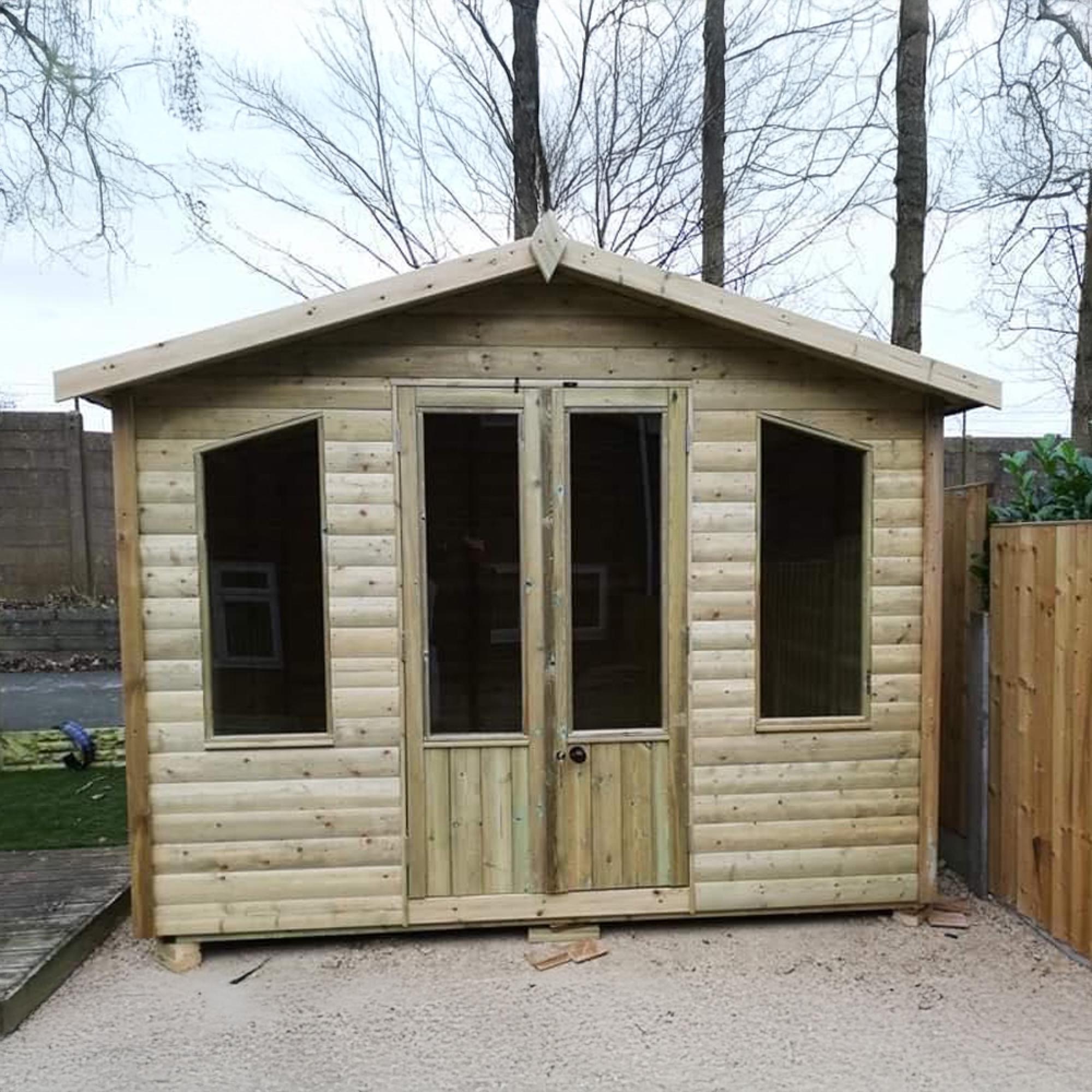 Chatsworth Garden Summerhouse - 2 Door - Apex Roof - Redwood & Timber Wood