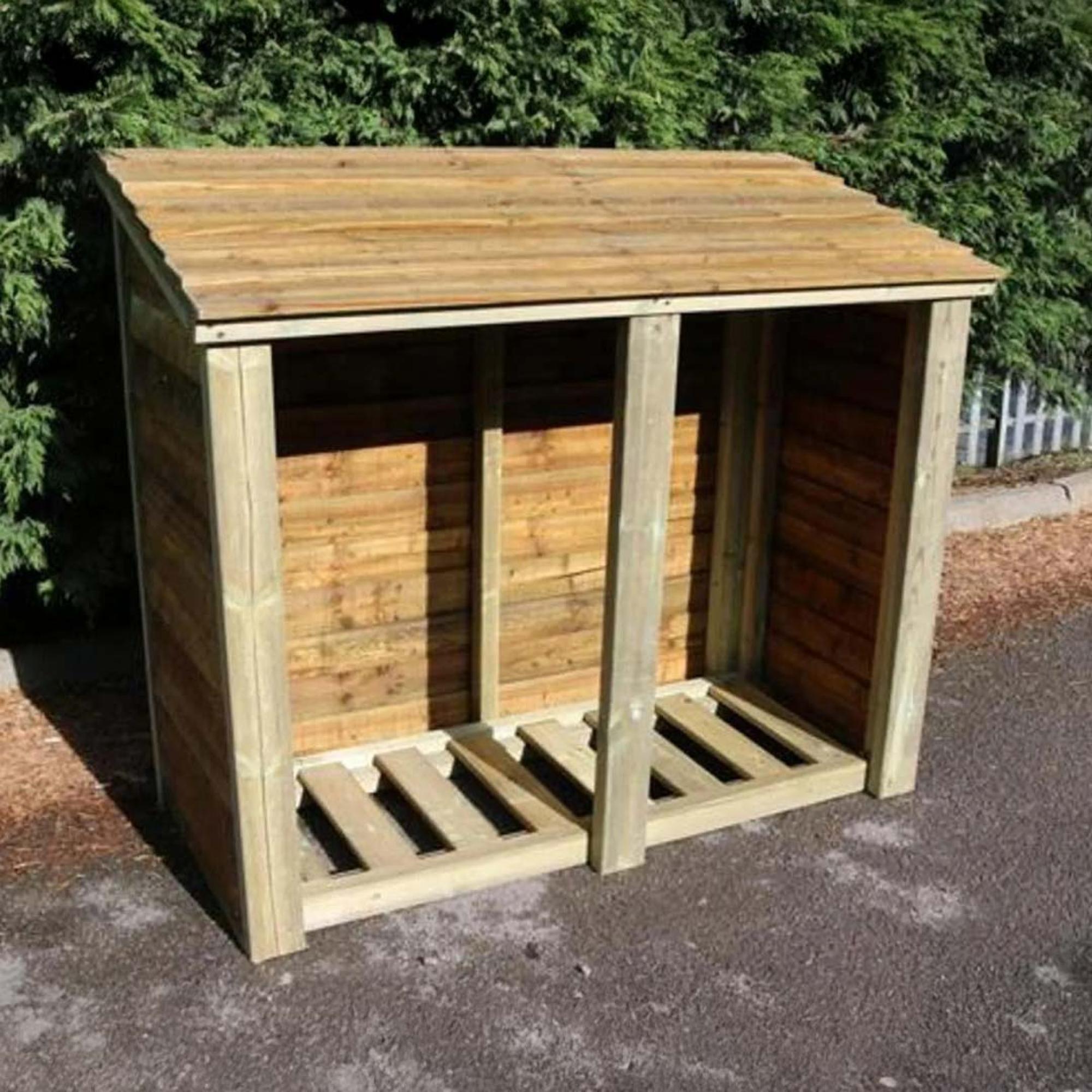 Heavy Duty Wide Garden Log Store - 4x5 - Timber Wood