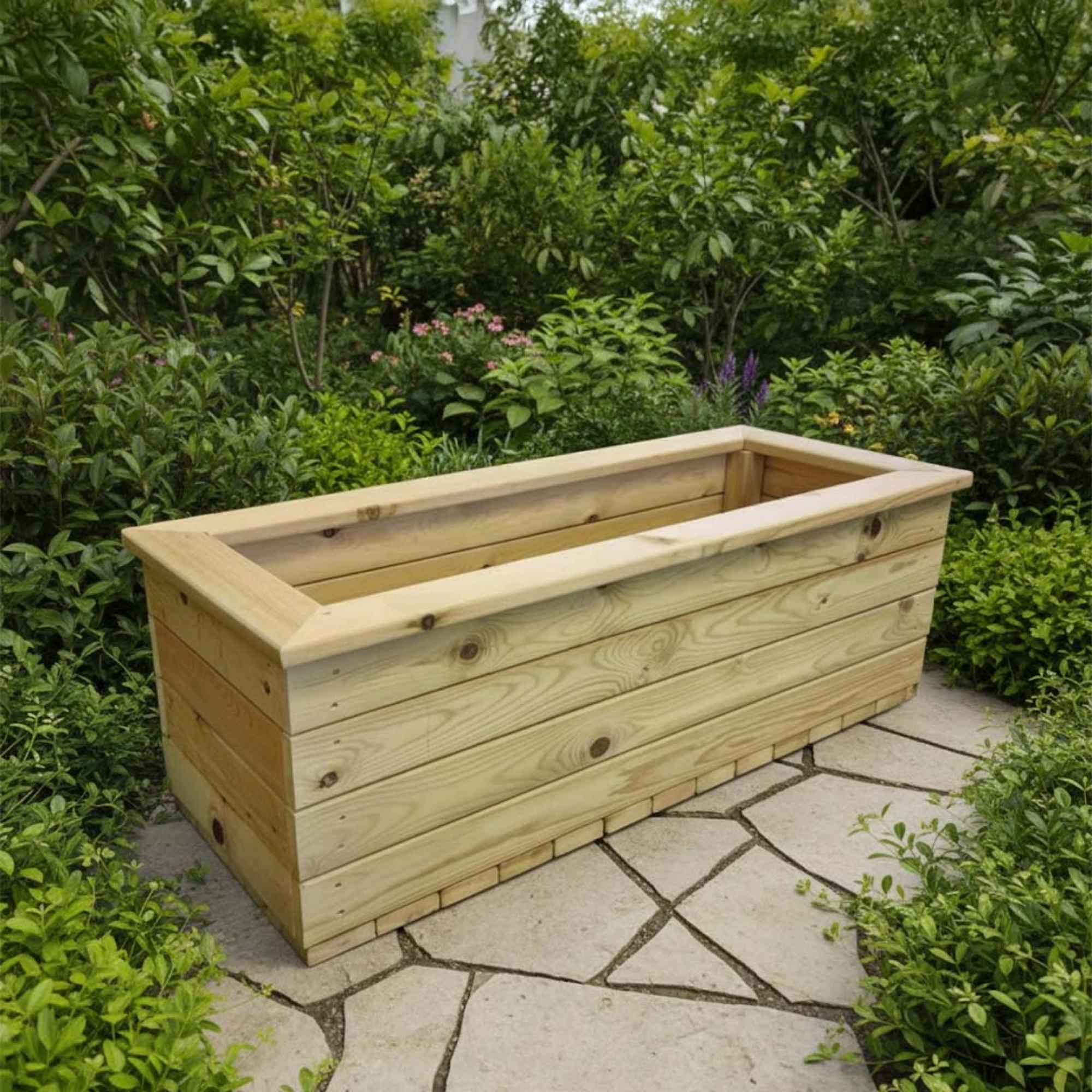 Deluxe Garden Trough Planter - Large - Timber Wood
