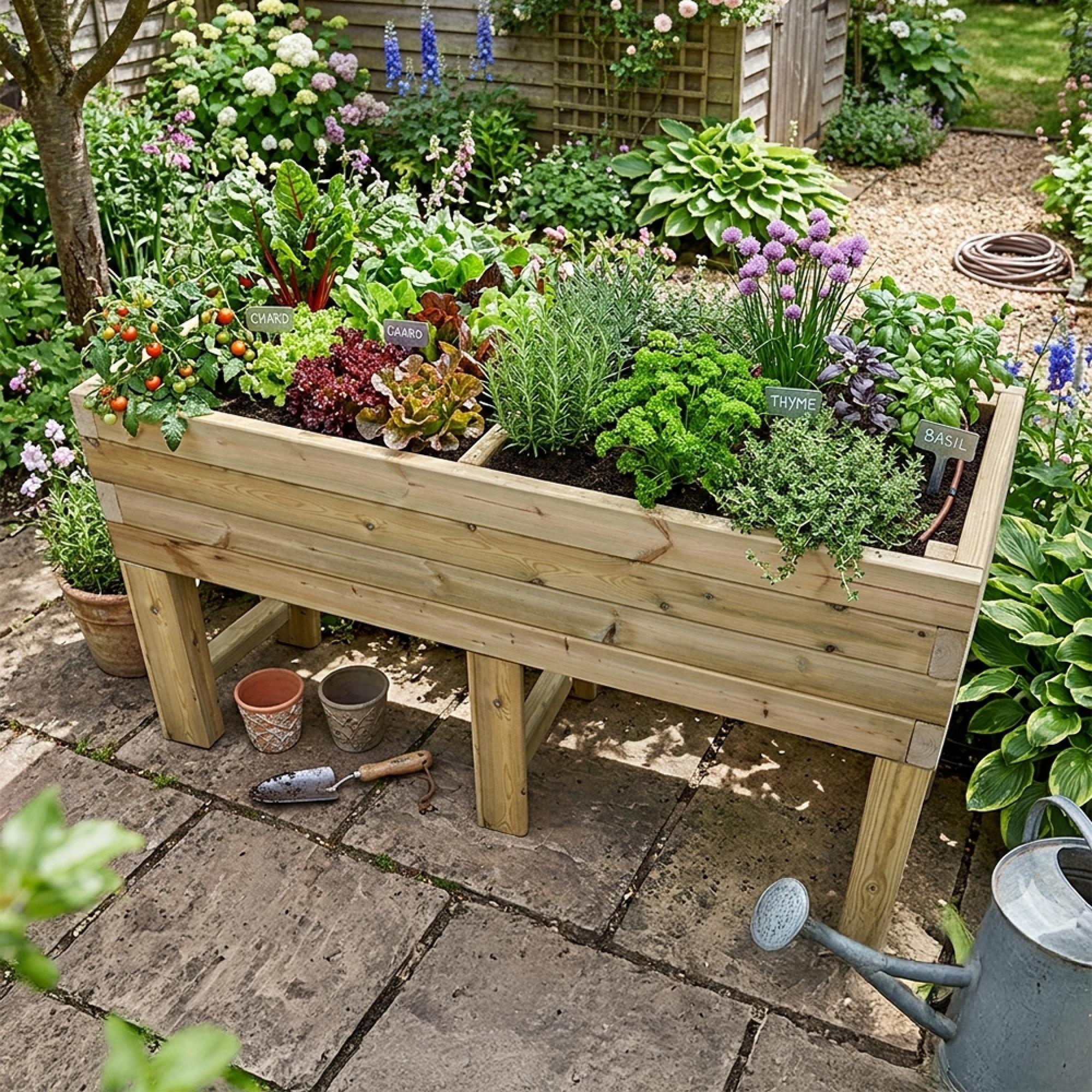 Raised Super Heavy Duty Veg Garden Trough - 180cm - Redwood