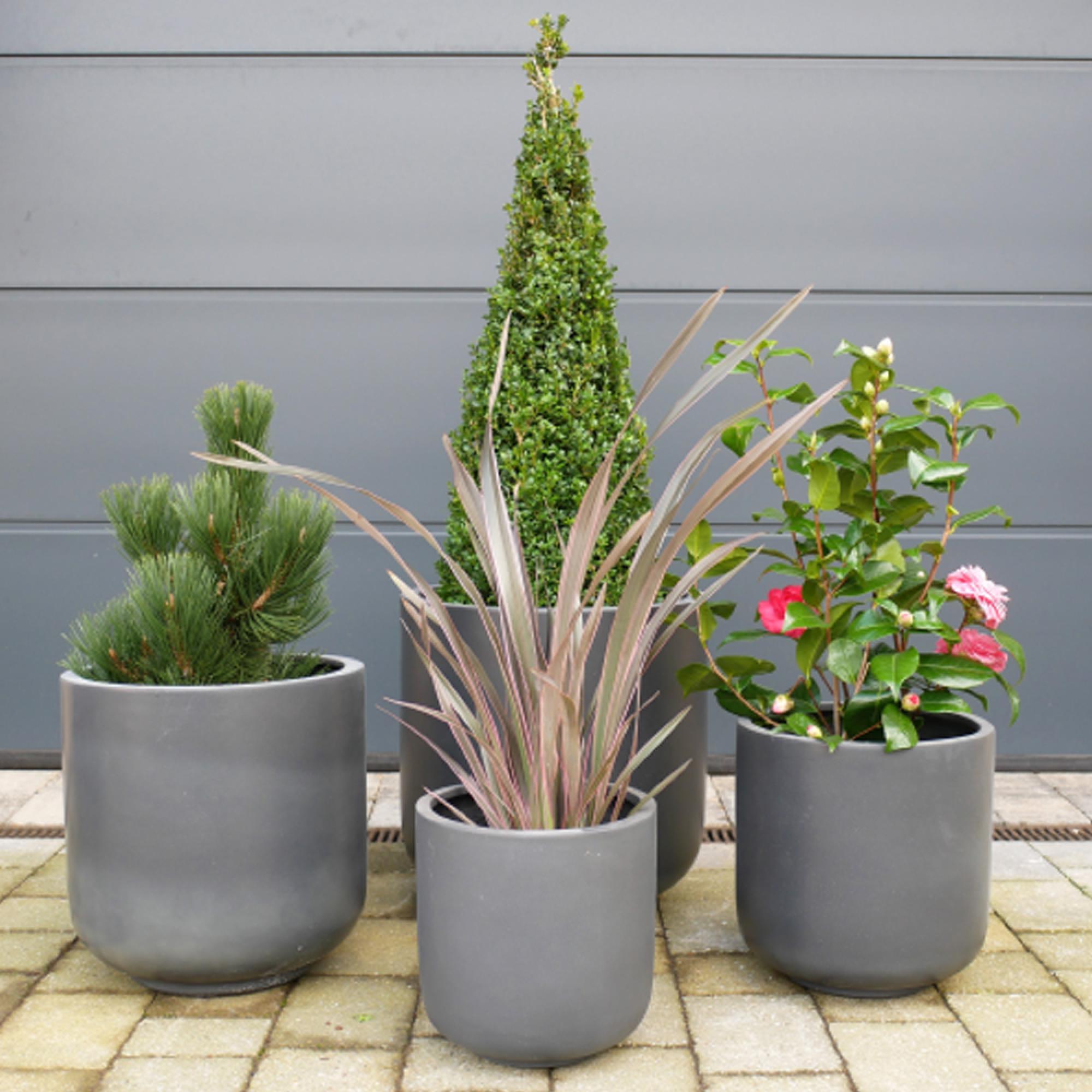 Garden Planter - Set of 4 - Grey - Fibre Clay