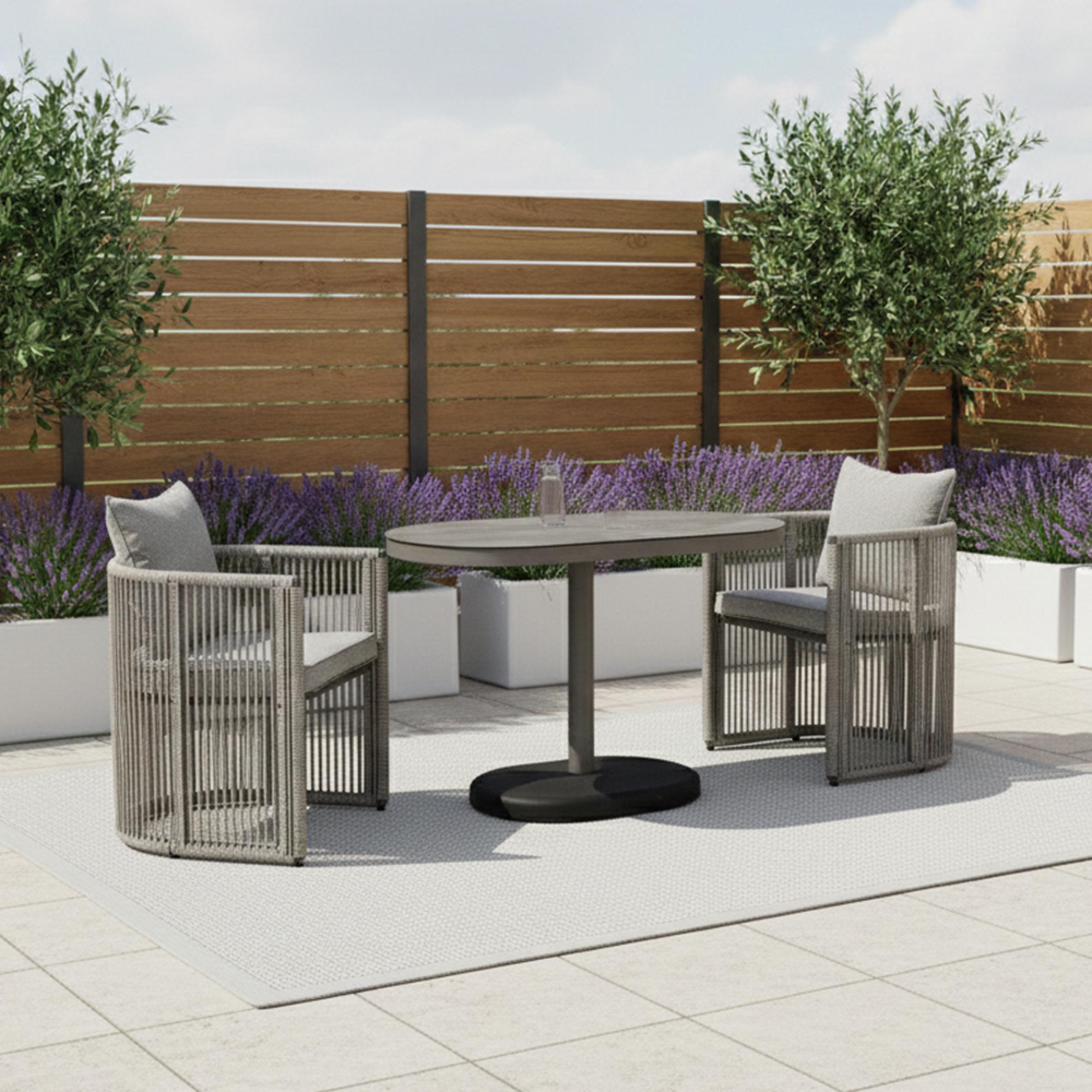 Monaco Garden Bistro Set - 2 Seater - Cool Linen
