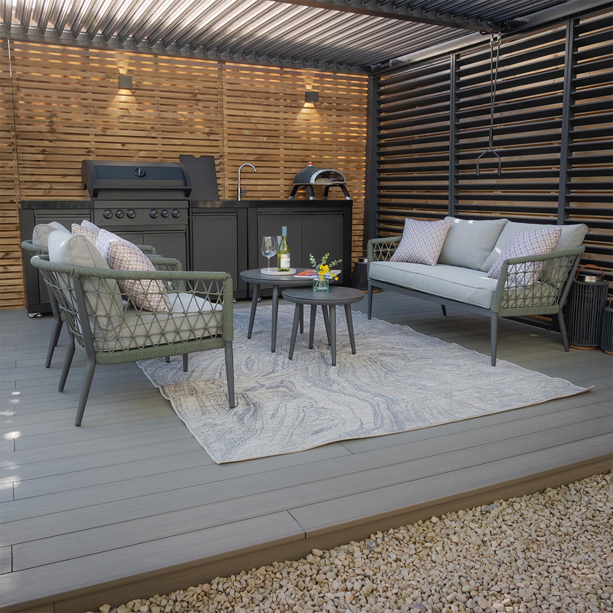 Monaco Garden Sofa Set - 2 Seater - Coffee Table - Ceramic Top - Ivy Green