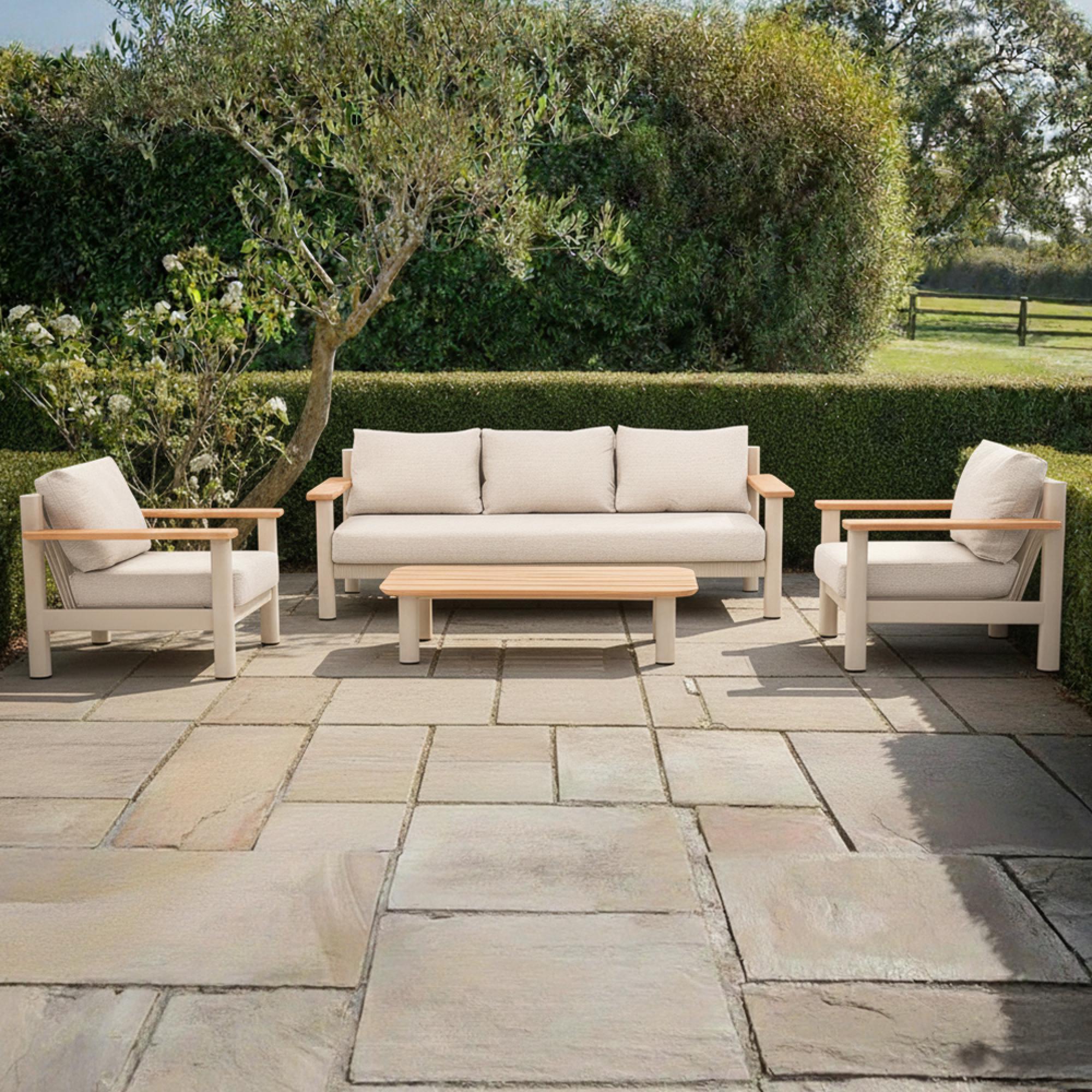 Sicily Garden Sofa Set - 3 Seater - with Coffee Table - Latte